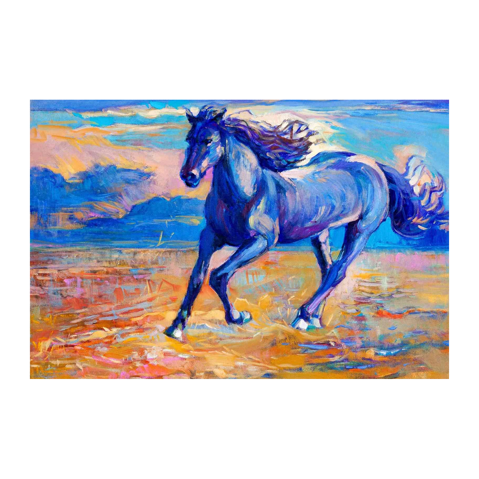 Majestic Blue Horse Running Wall Art