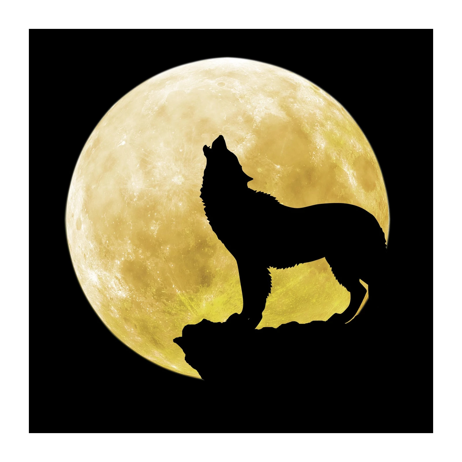 Majestic Wolf Howling Moon Wall Art