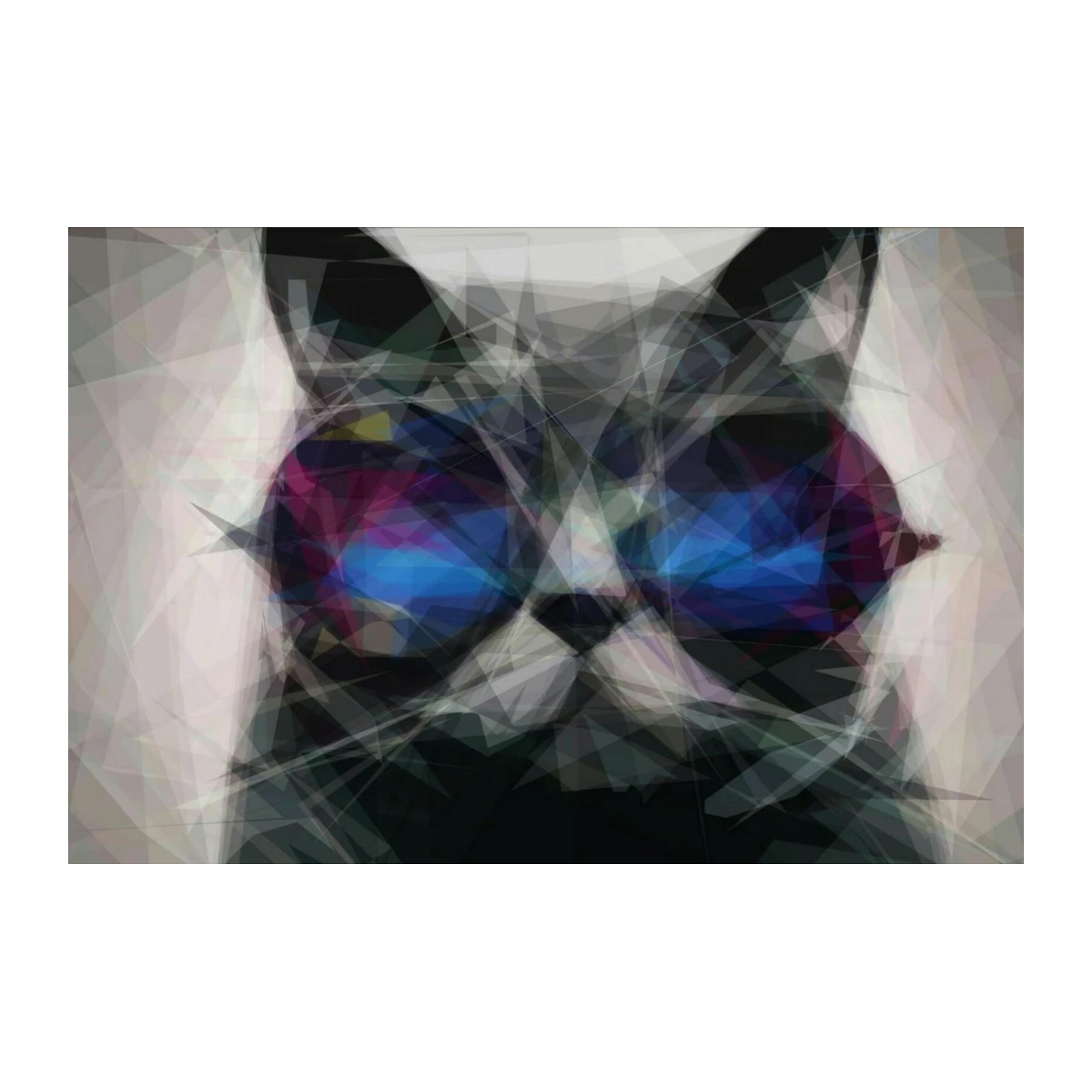 Abstract Geometric Cat Wall Art