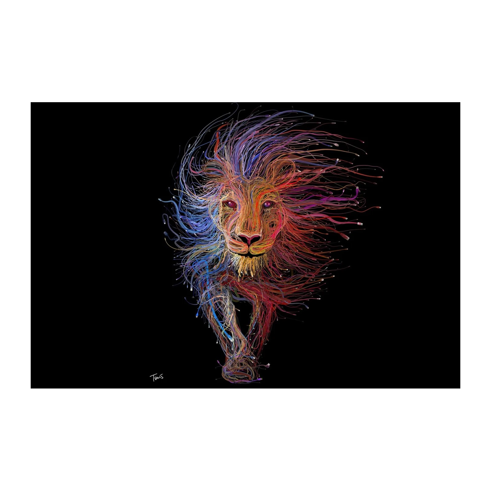 Vibrant Lion Flow Art Wall Art