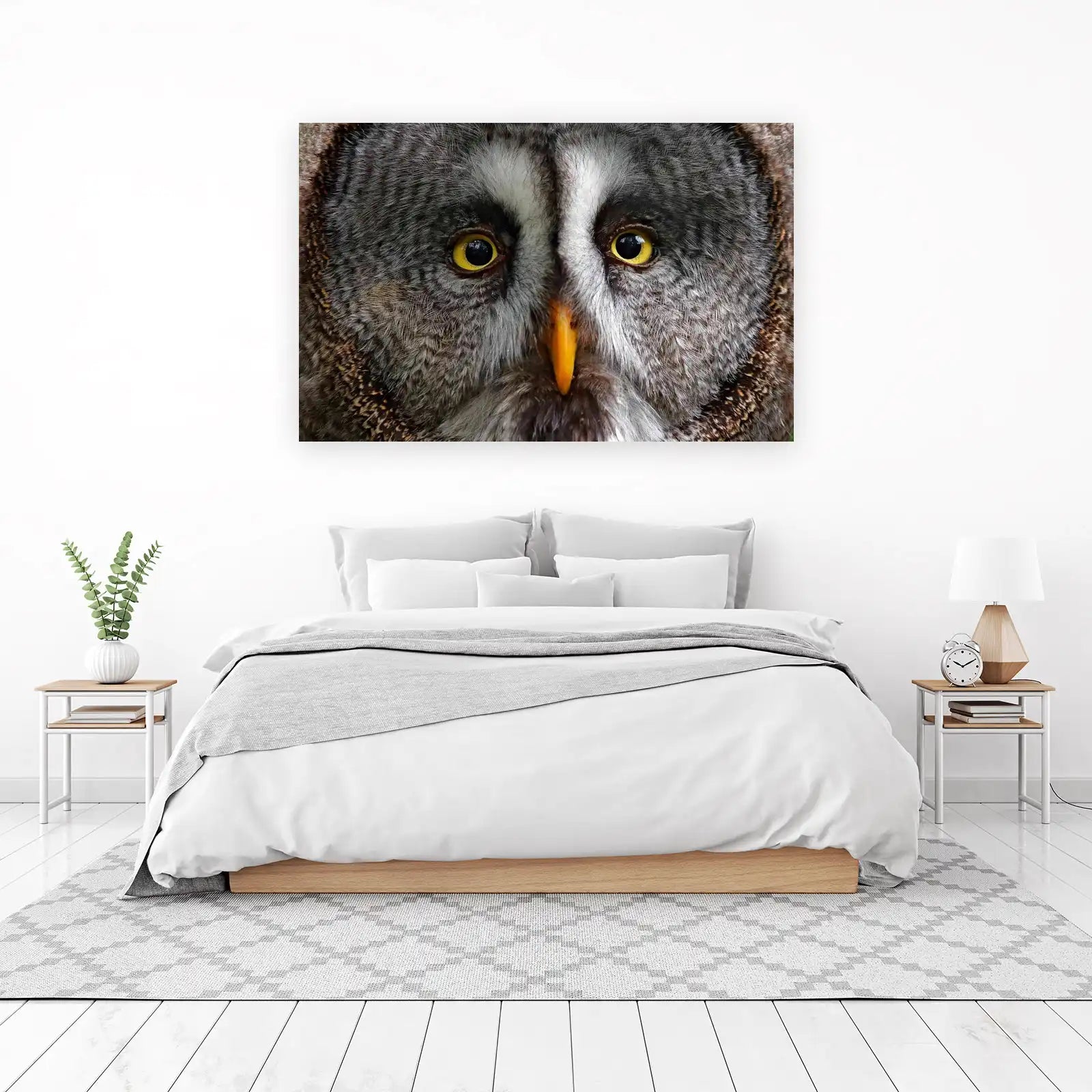 Majestic Great Grey Owl Close-Up Wall Art