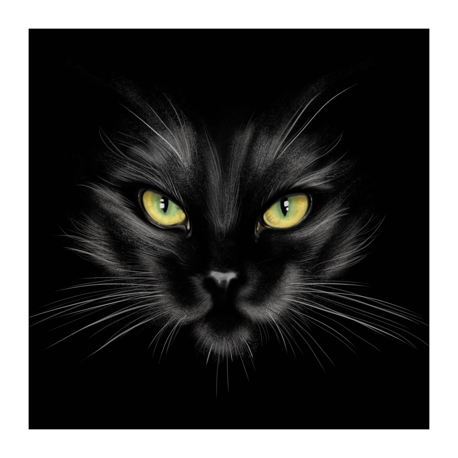Mysterious Black Cat with Green Eyes Wall Art