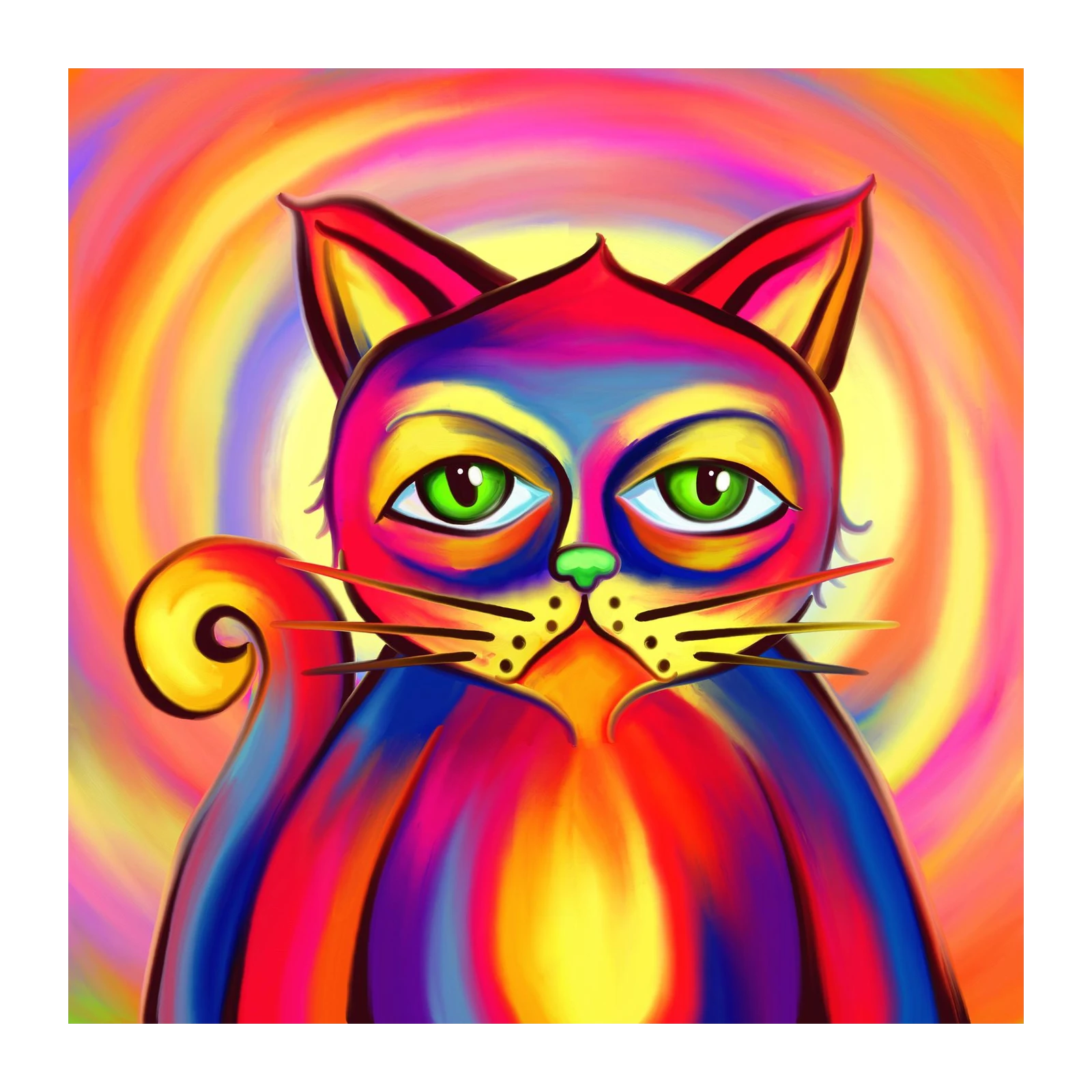 Vibrant Cat Portrait Wall Art - Whimsical Pet Art