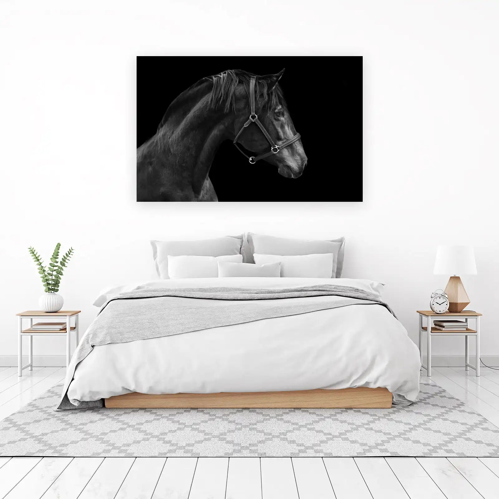 Majestic Horse Portrait Black & White Wall Art