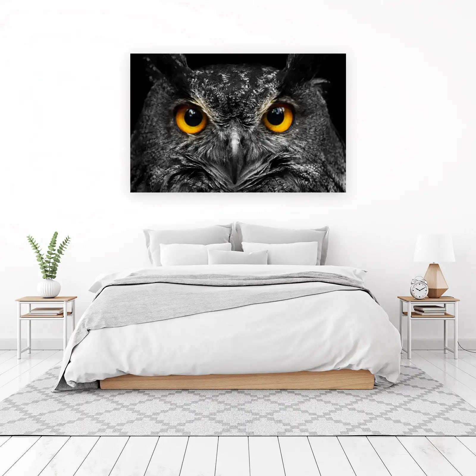 Intense Owl Eyes Wildlife Art Wall Art