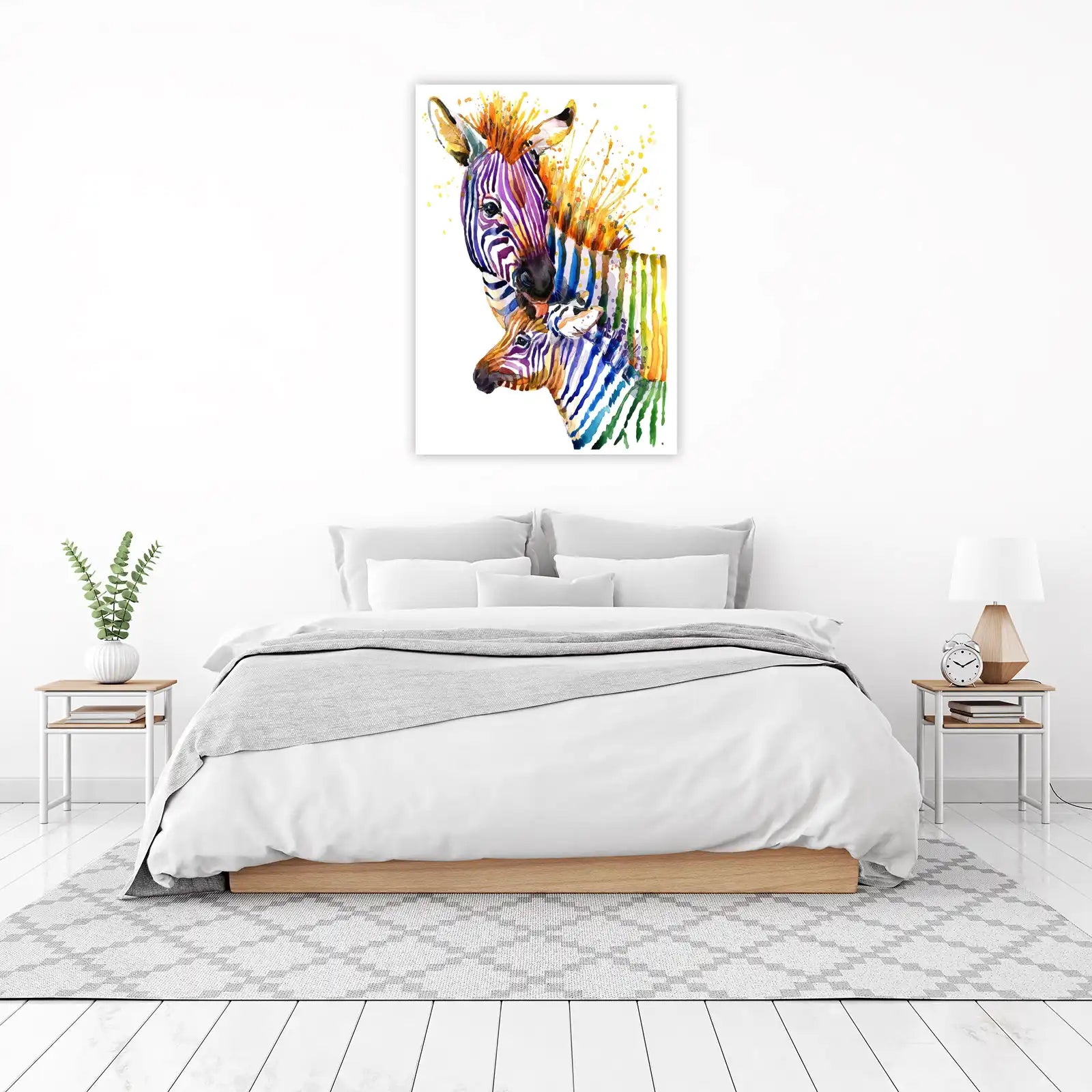 Vibrant Watercolor Zebras Wall Art