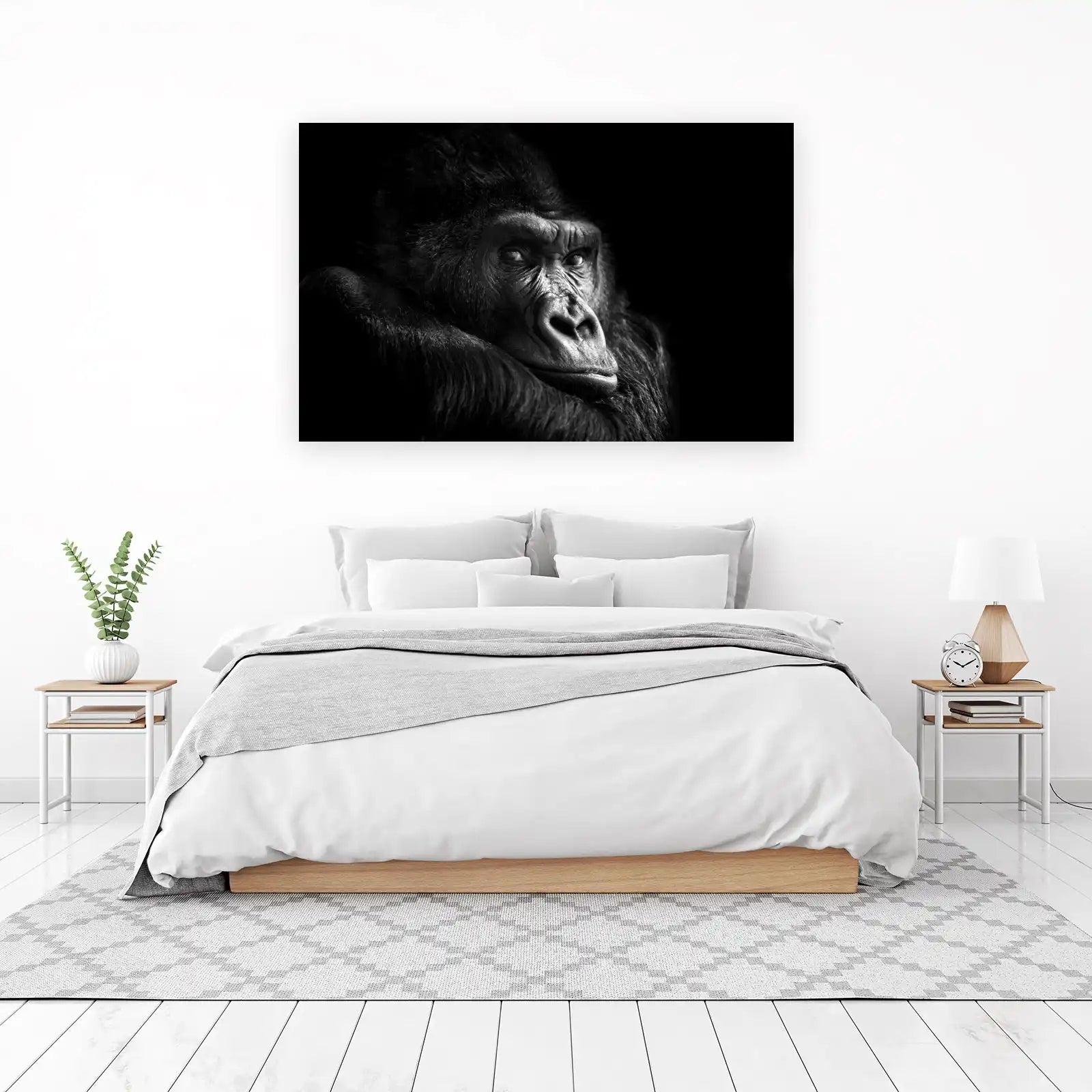 Majestic Gorilla Portrait B&W Wall Art