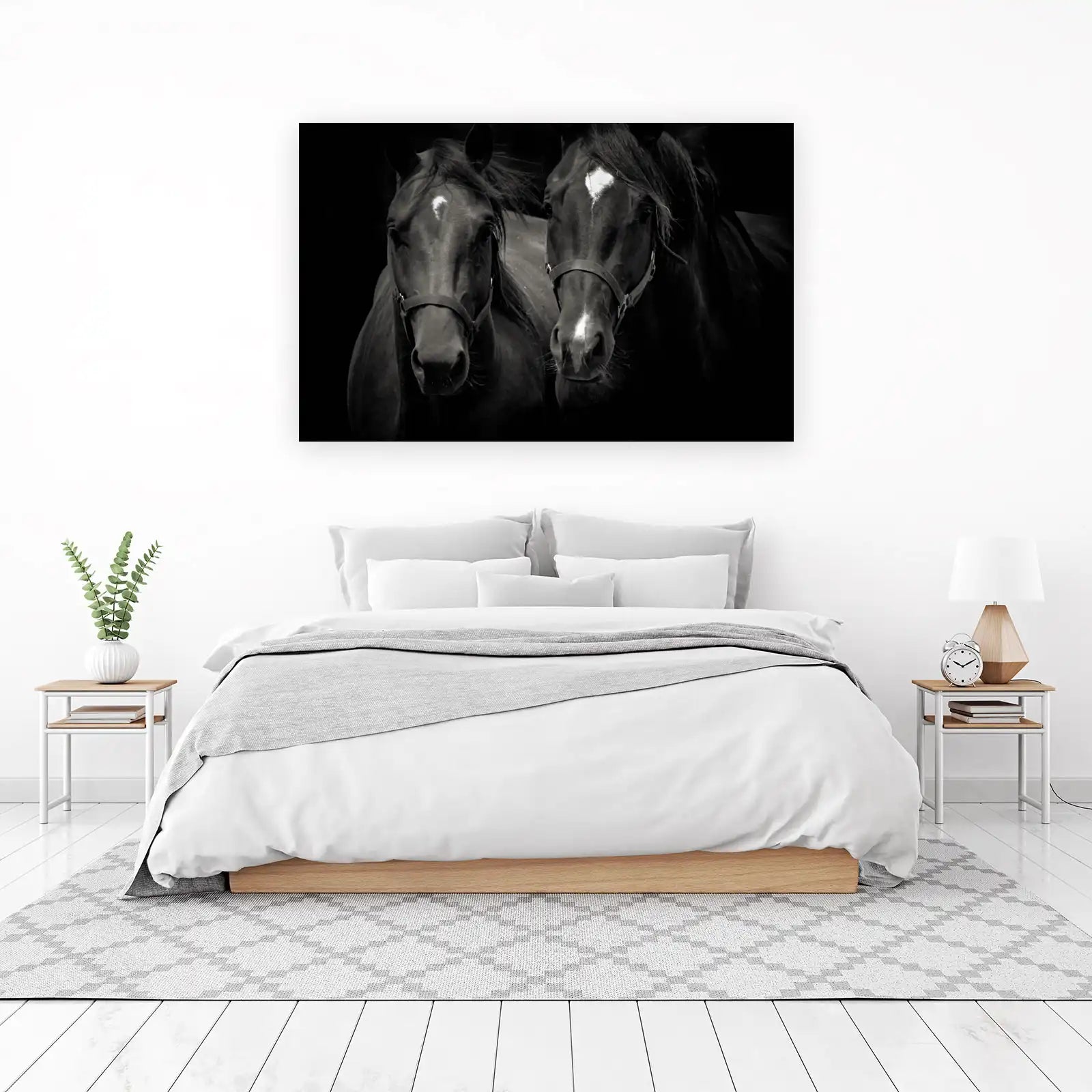 Majestic Equine Pair Black & White Wall Art