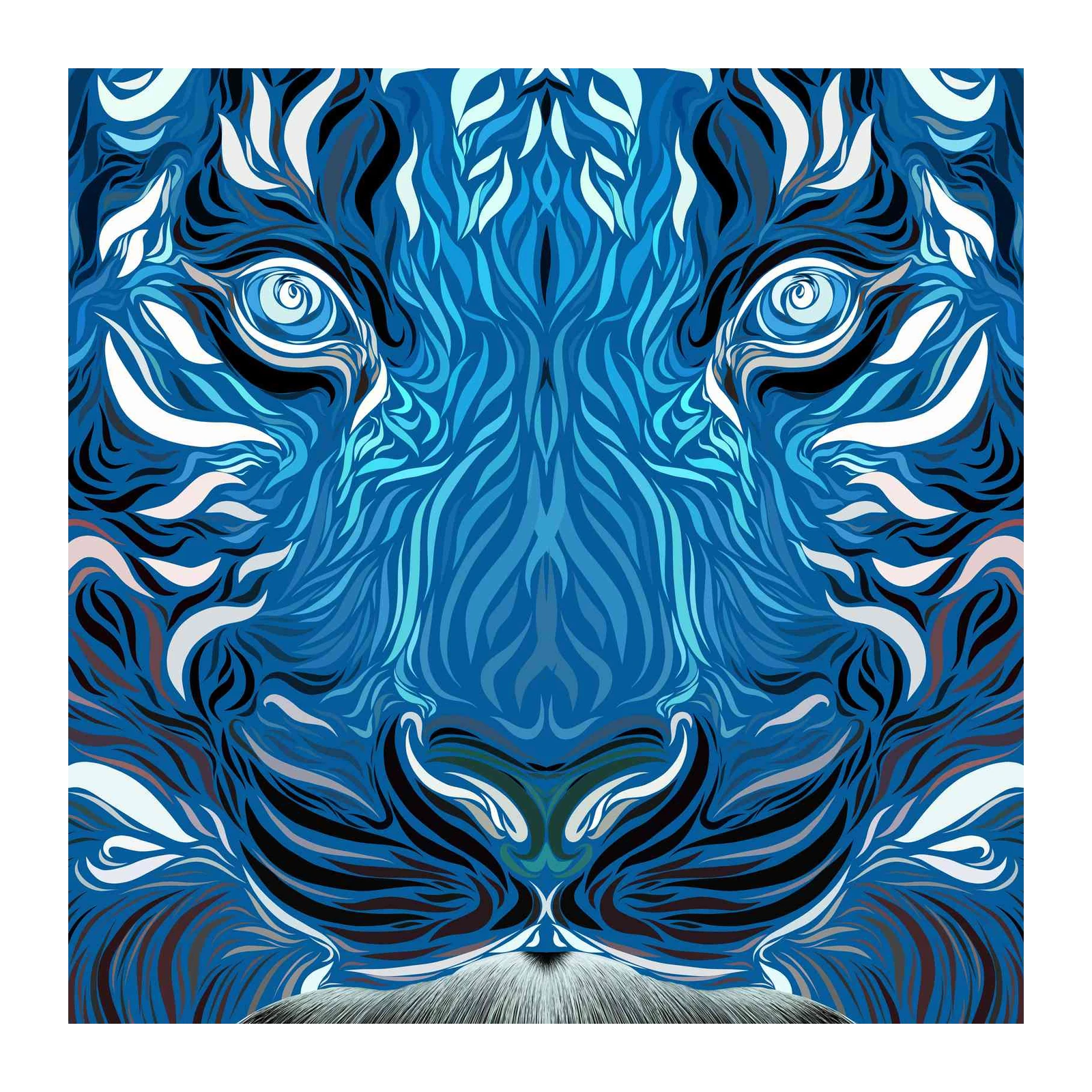 Mesmerizing Blue Tiger Abstract Wall Art