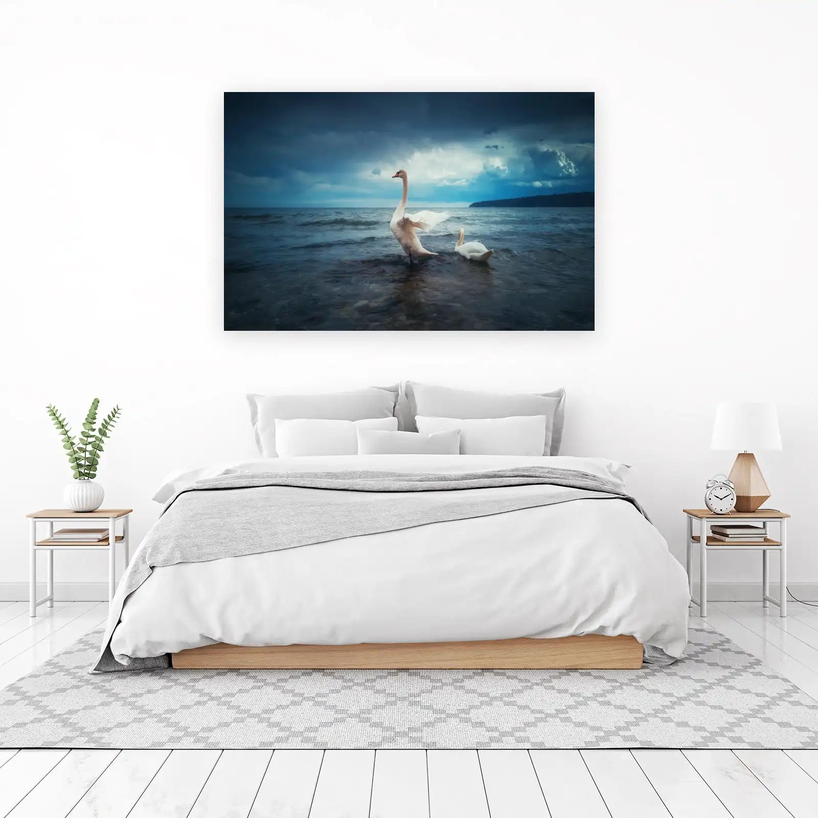 Elegant Swans Serene Waters Wall Art