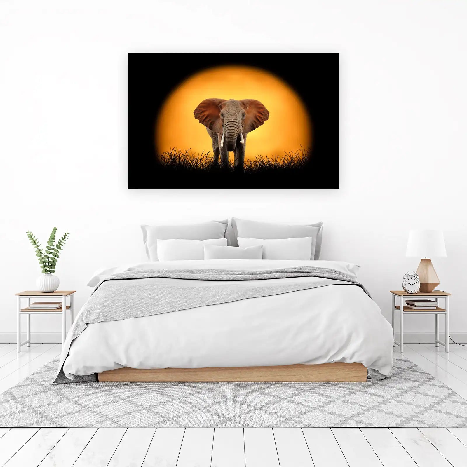 Majestic Elephant Sunset Safari Wall Art