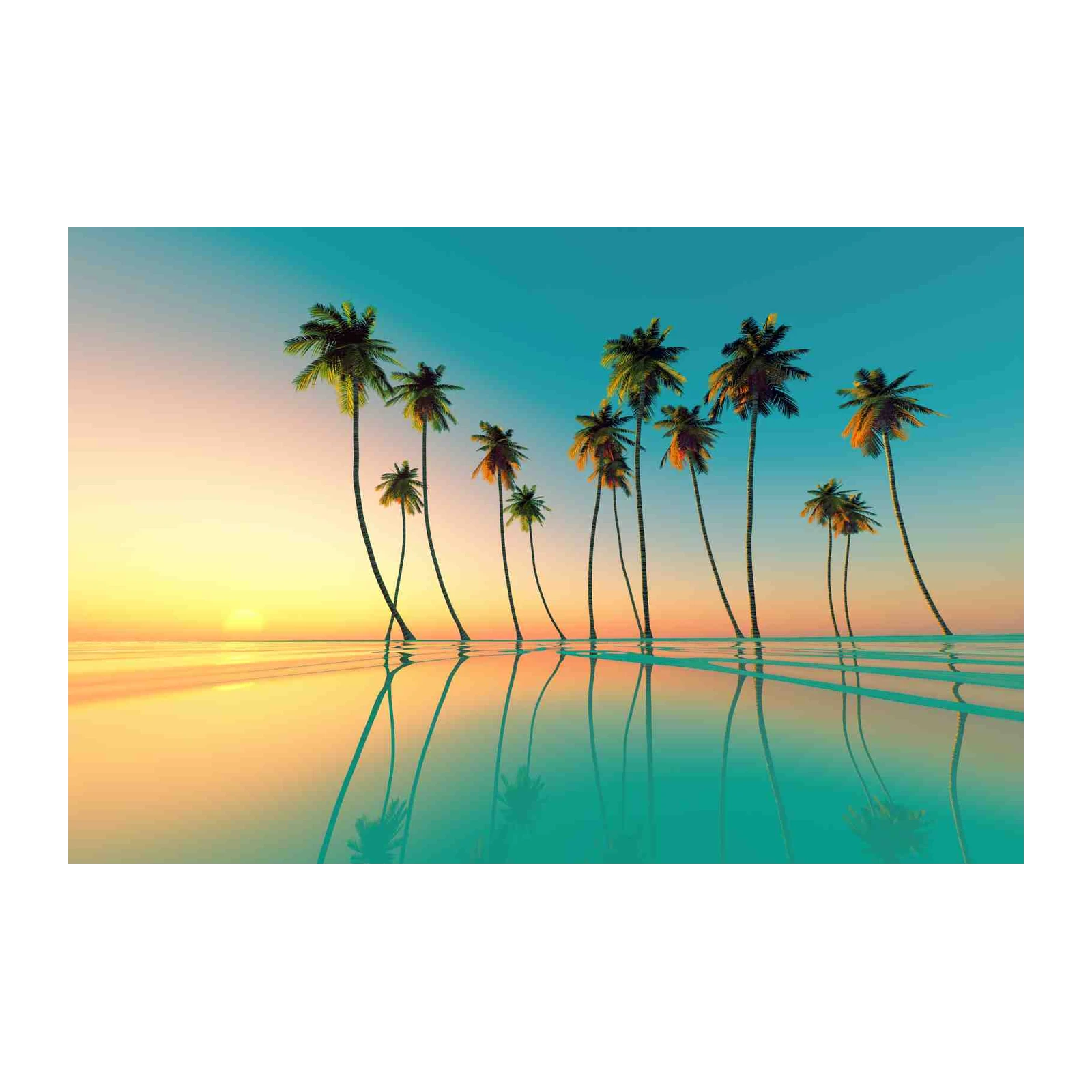 Tropical Sunset Palm Trees Wall Art