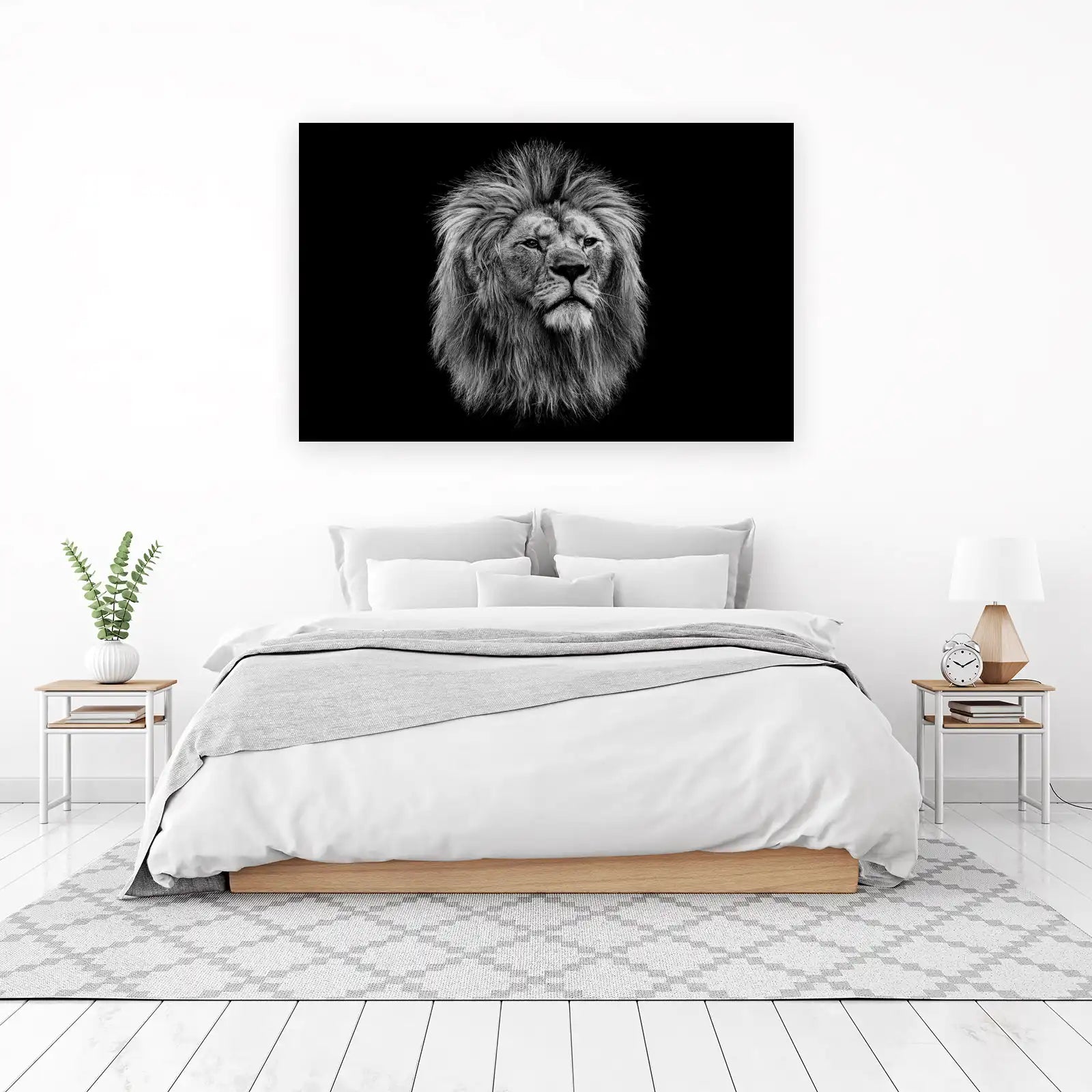 Majestic Lion B&W Portrait Wall Art