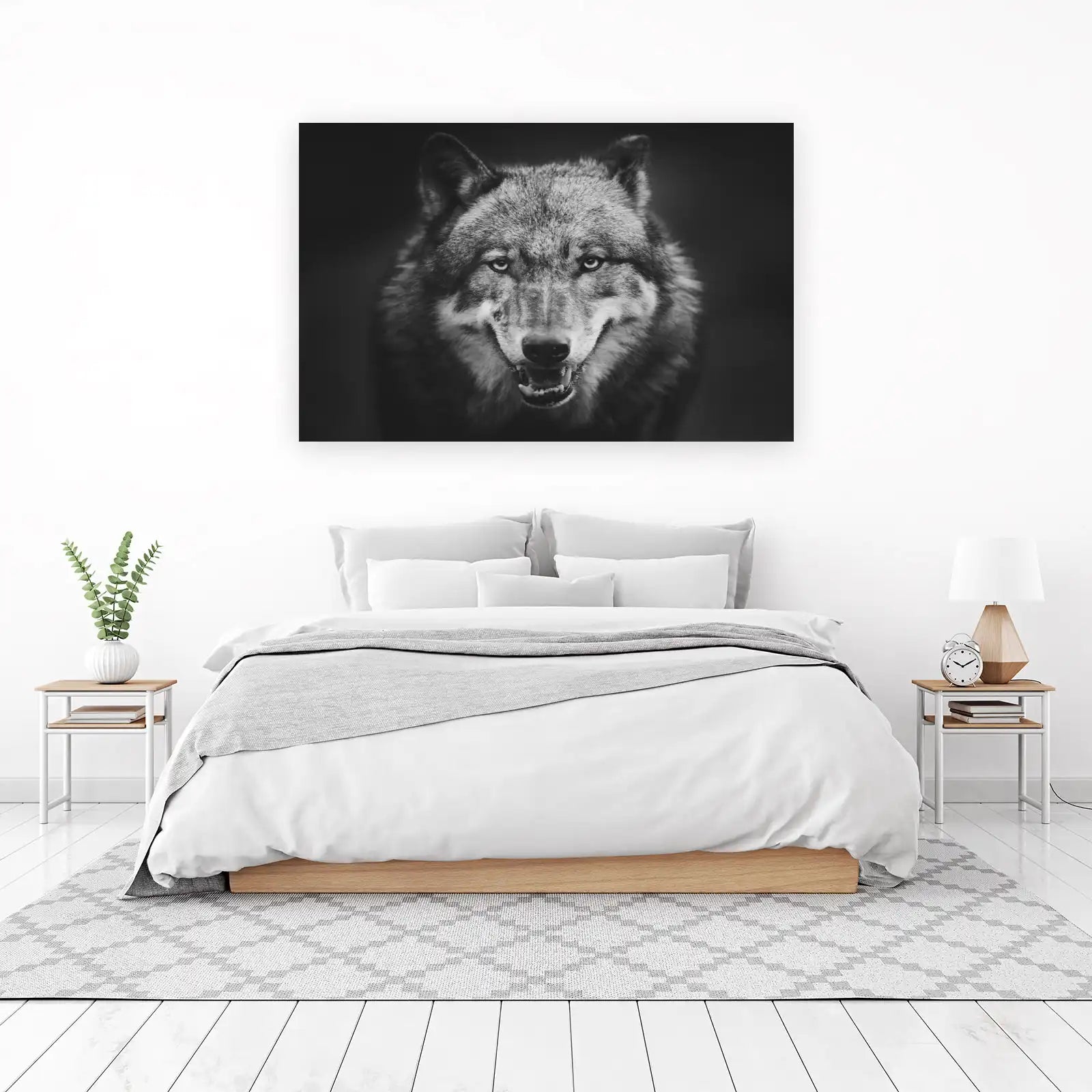 Intense Wolf Portrait B&W Wall Art