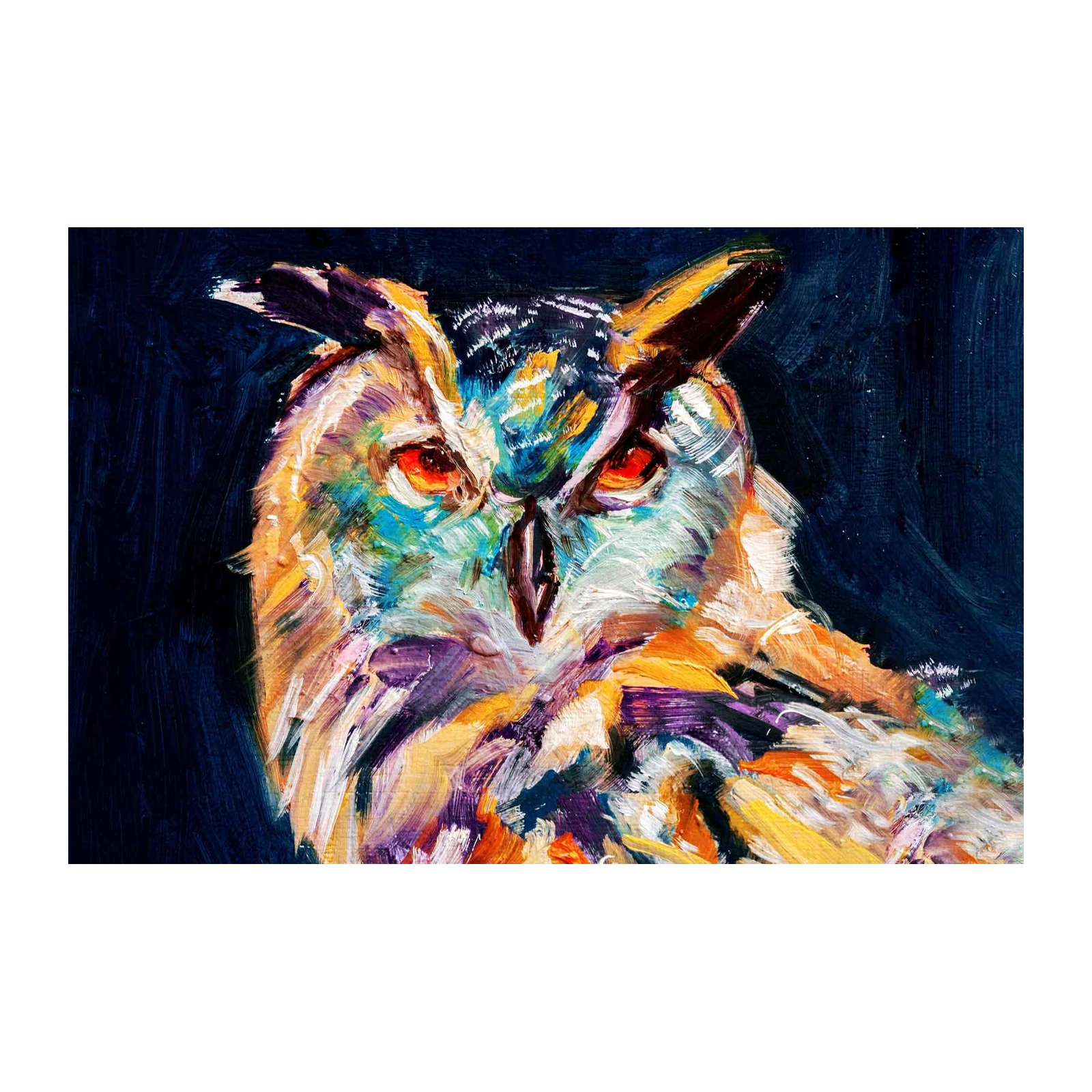 Vibrant Owl Oil Painting Wall Art
