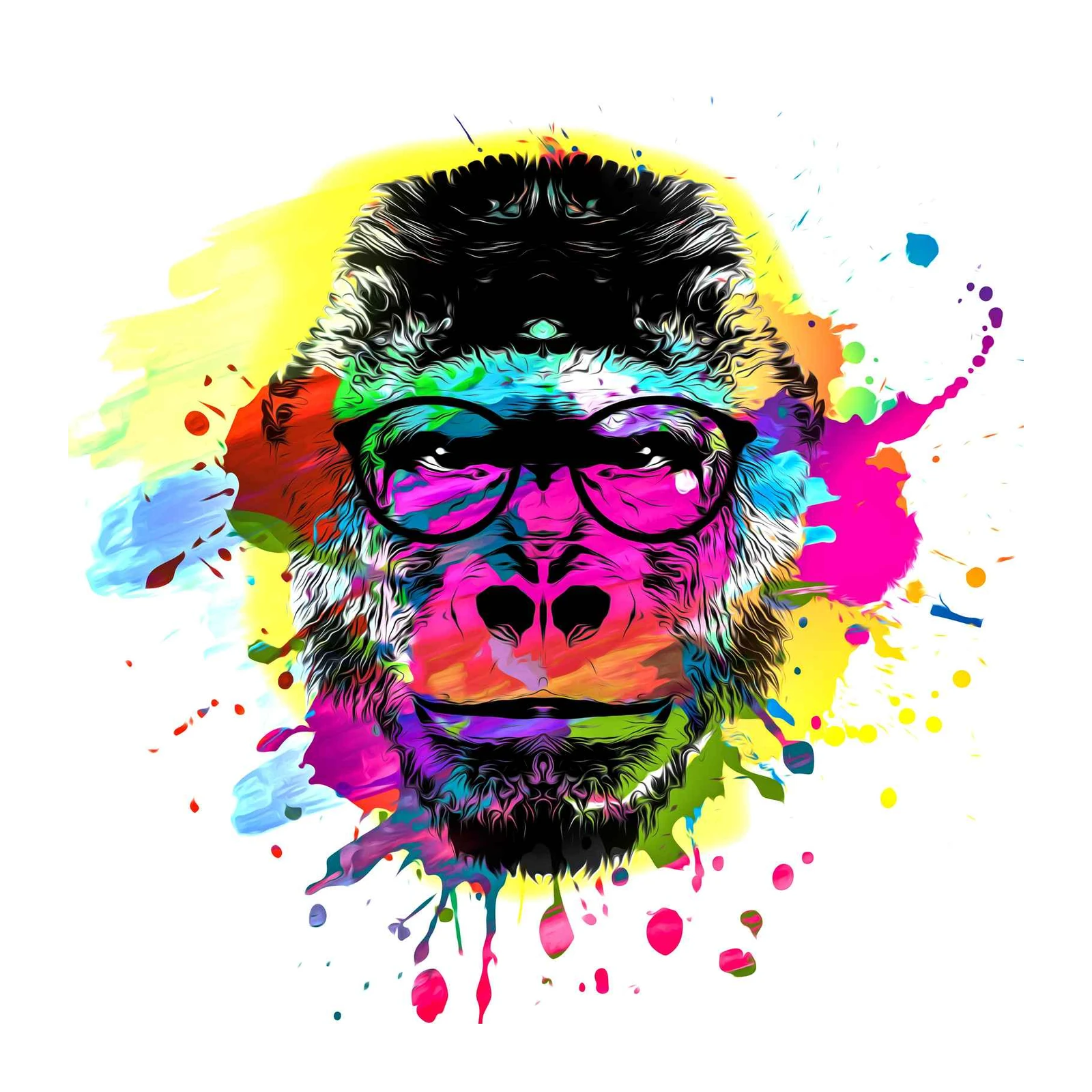 Vibrant Hipster Gorilla Pop Art Wall Art