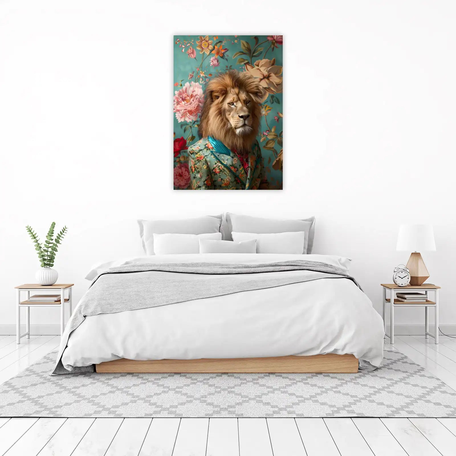 Regal Lion Portrait Floral Jacket Wall Art