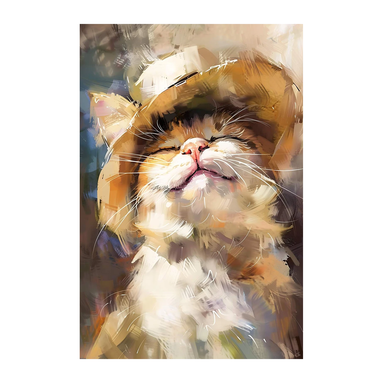 Whimsical Cat Hat Abstract Art Wall Art