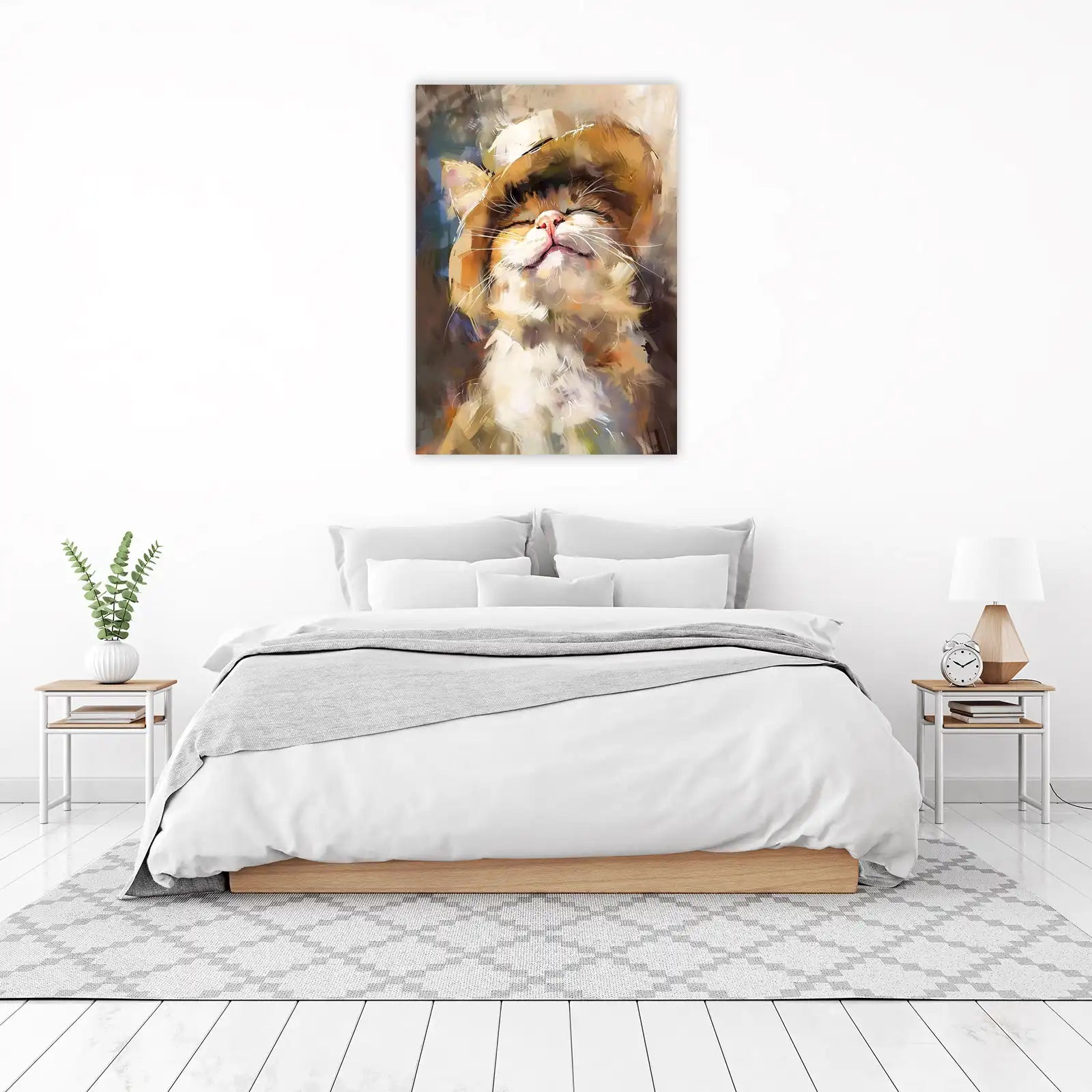 Whimsical Cat Hat Abstract Art Wall Art