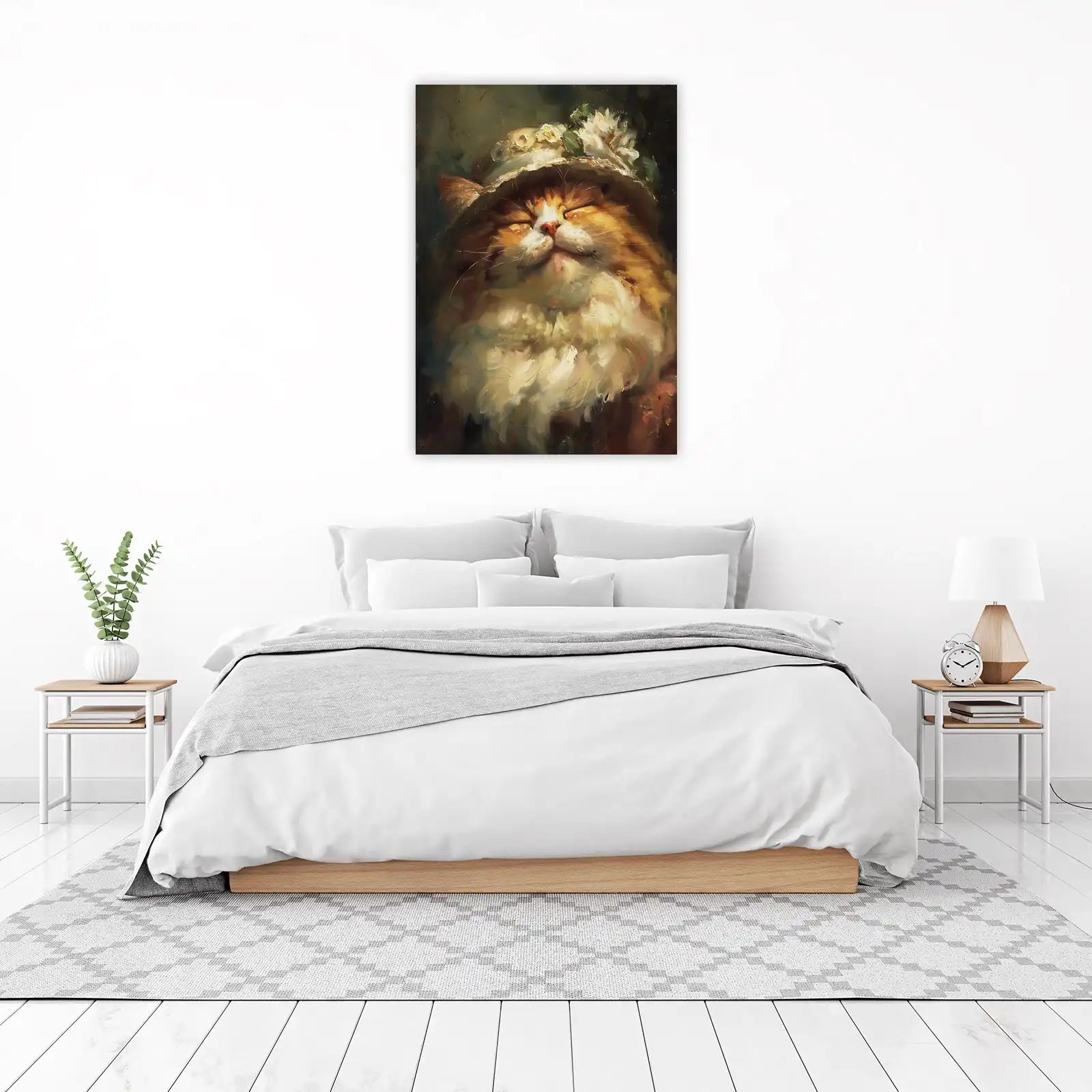 Whimsical Cat in Hat Wall Art - Pet Art