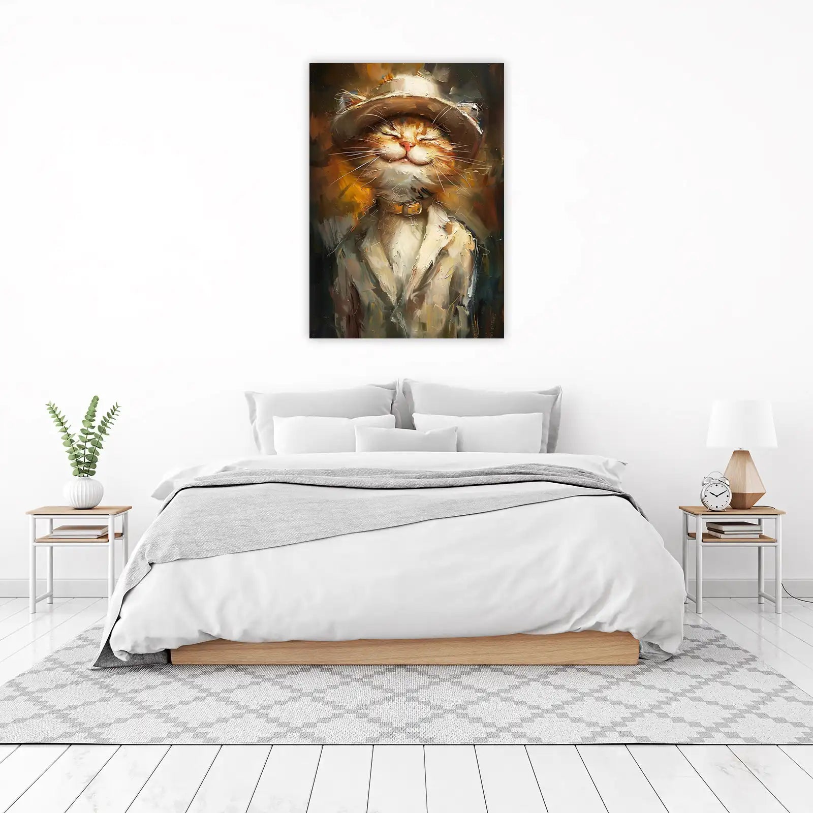 Joyful Cat in Hat Wall Art