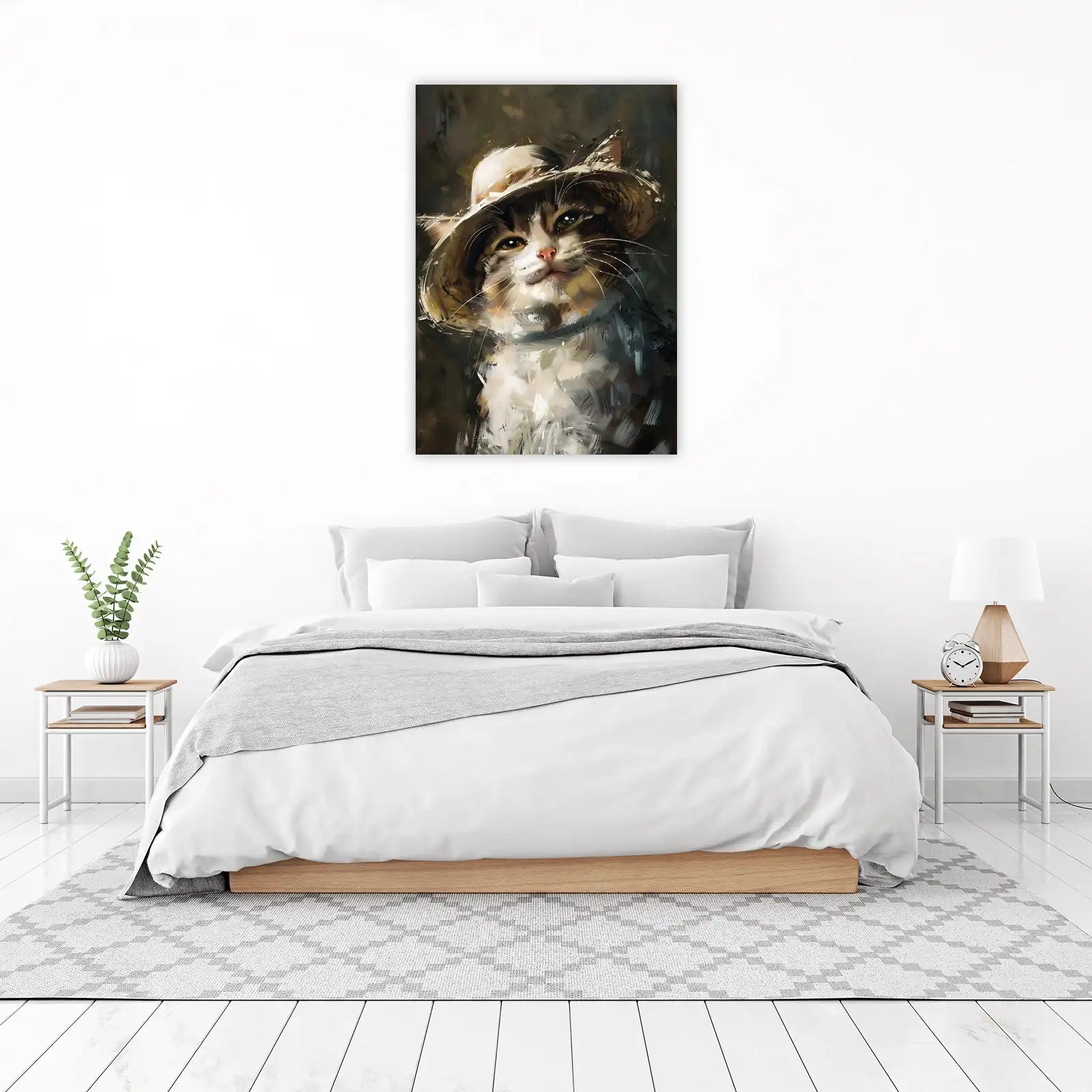 Charming Cat in Hat Fine Art Wall Art