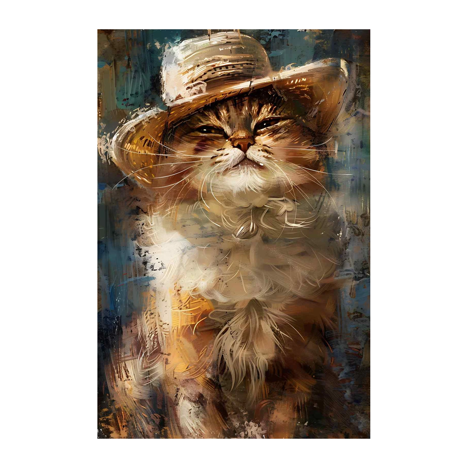 Charming Cat with Hat Wall Art