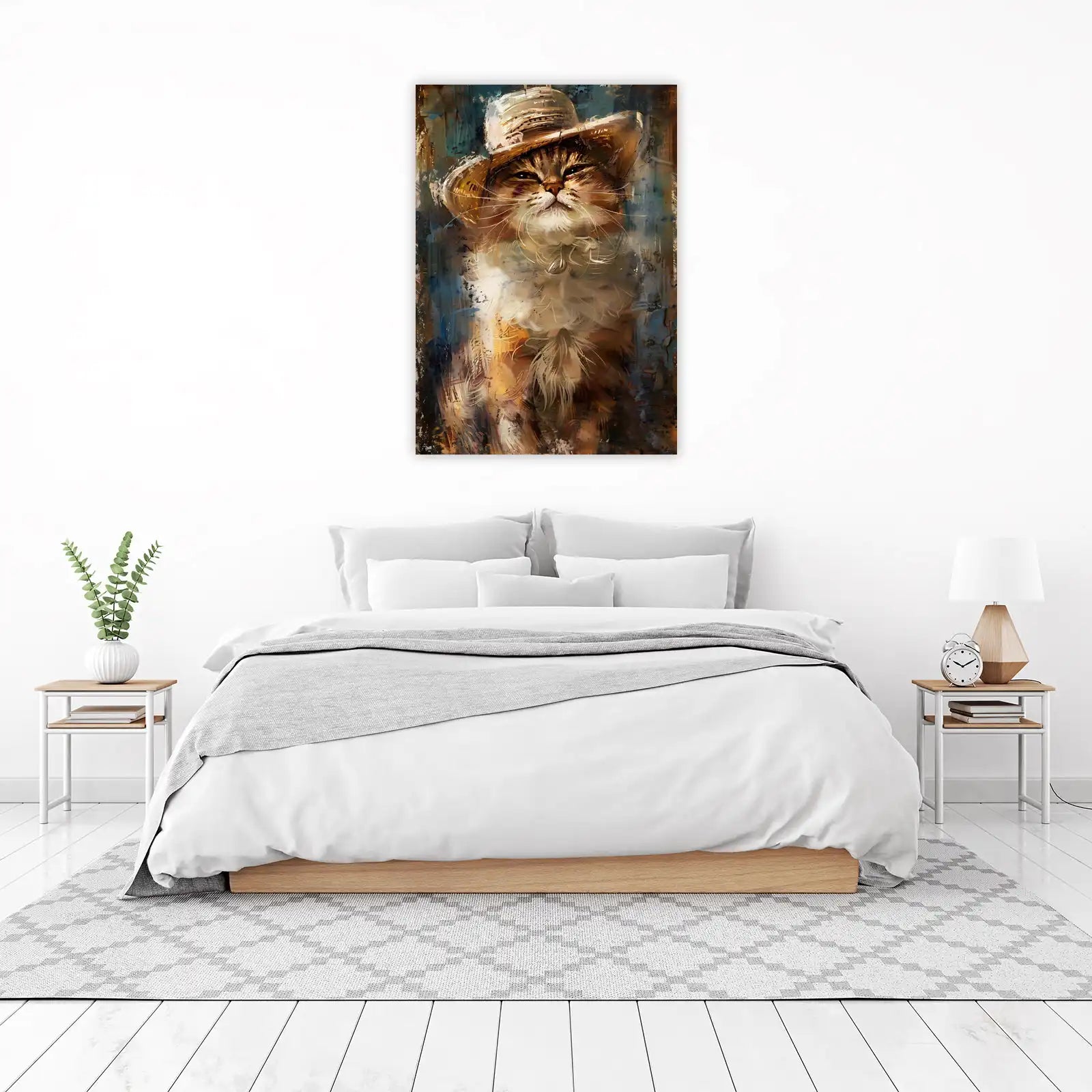 Charming Cat with Hat Wall Art