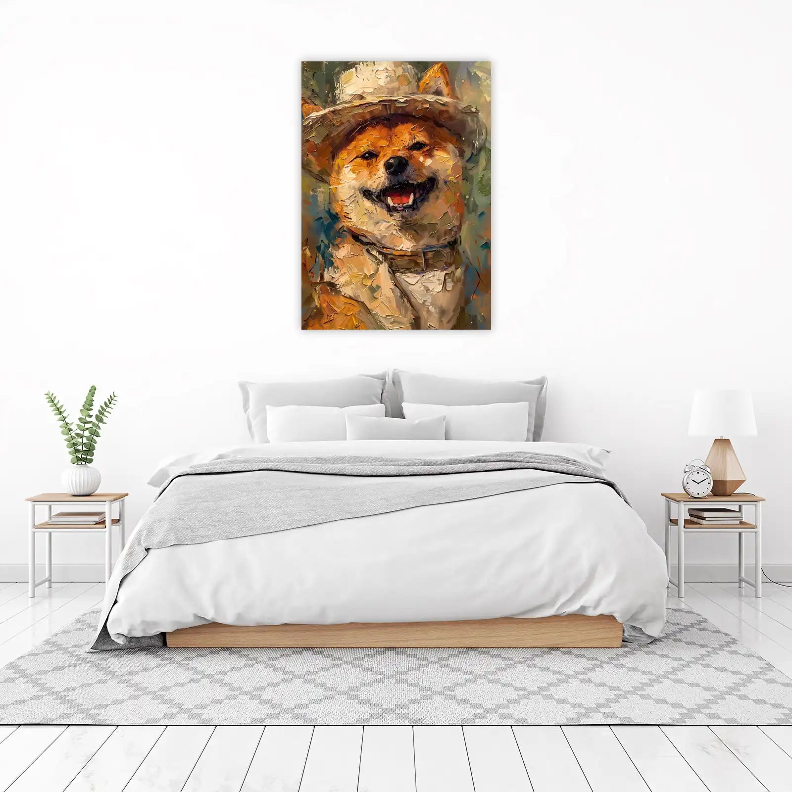Joyful Shiba Inu Textured Oil Painting Wall Art