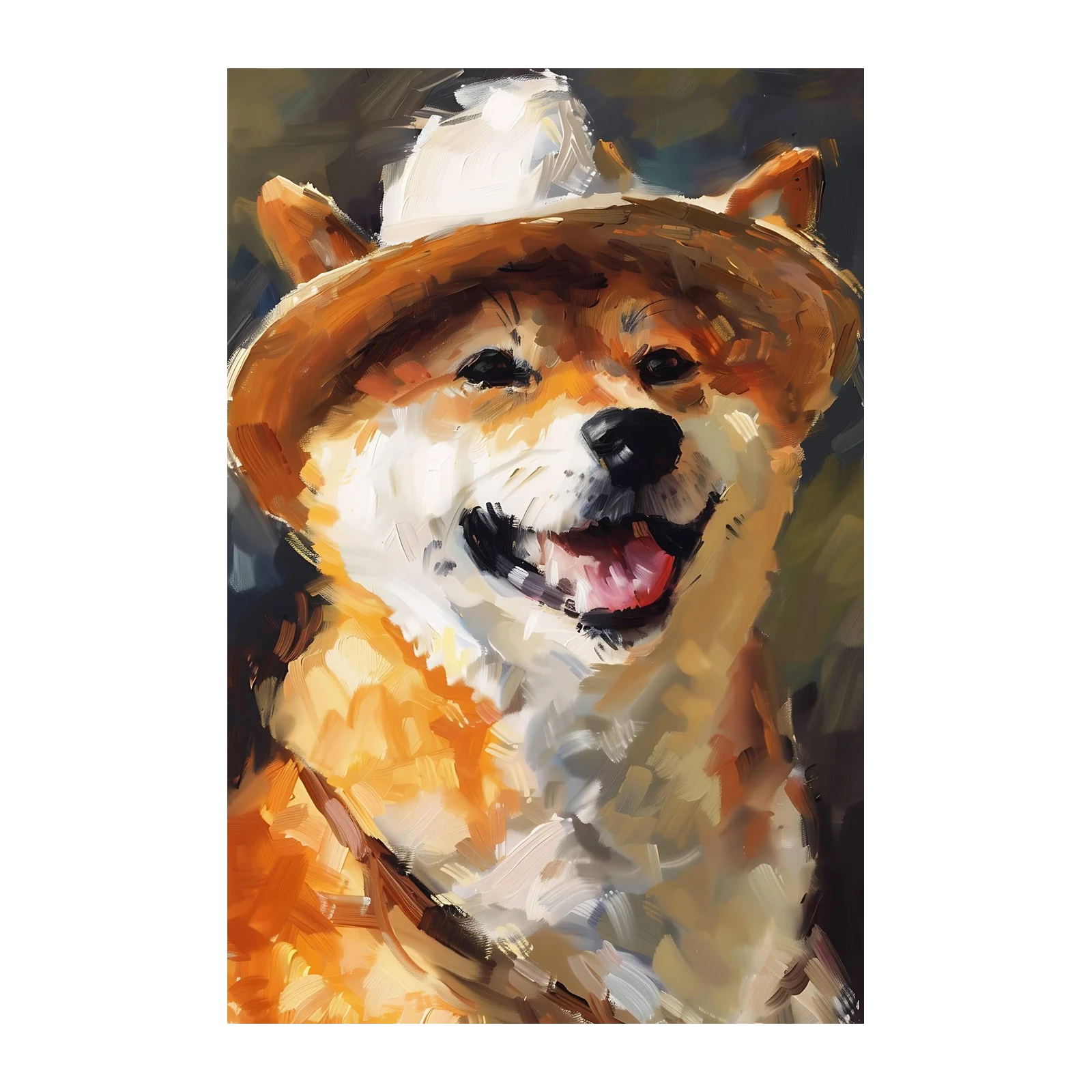 Happy Shiba Inu Cowboy Hat Wall Art
