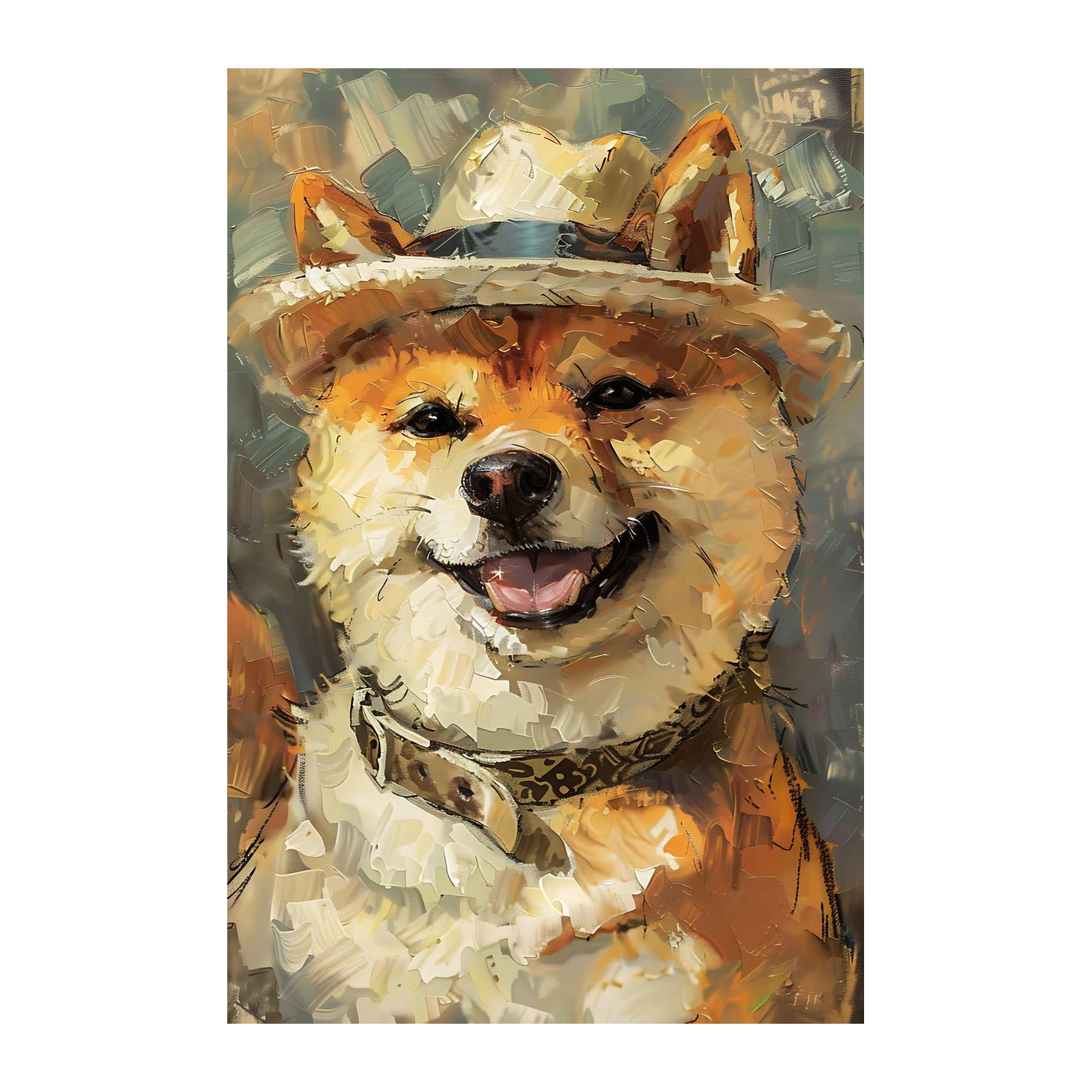 Charming Shiba Inu Dog Hat Wall Art
