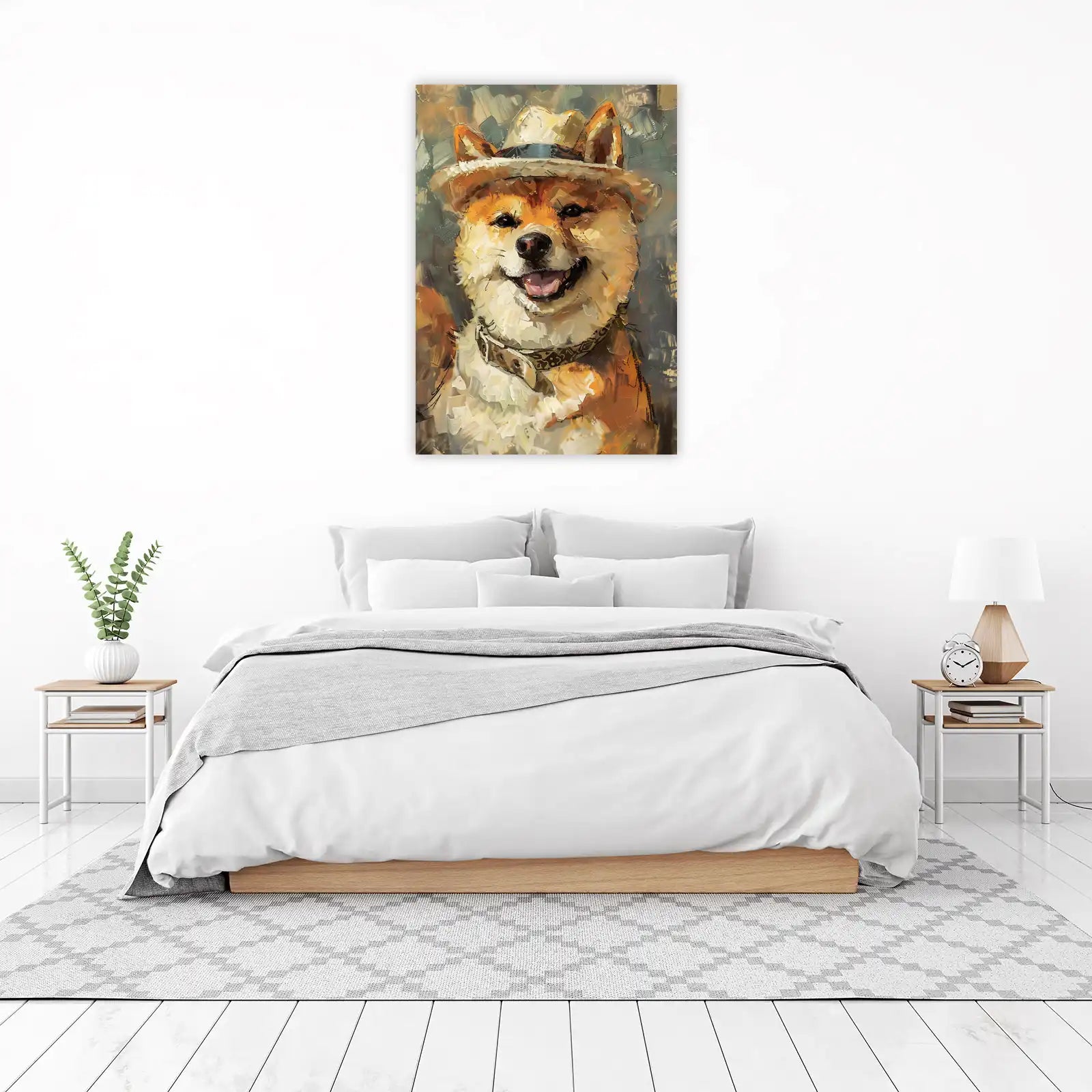 Charming Shiba Inu Dog Hat Wall Art