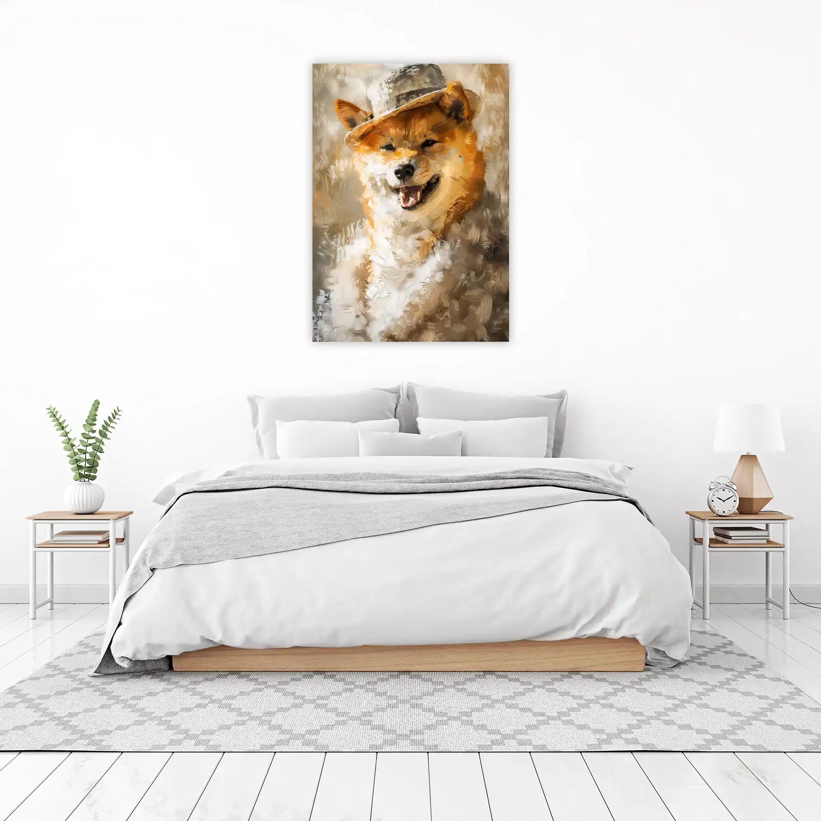 Happy Shiba Inu with Hat Wall Art
