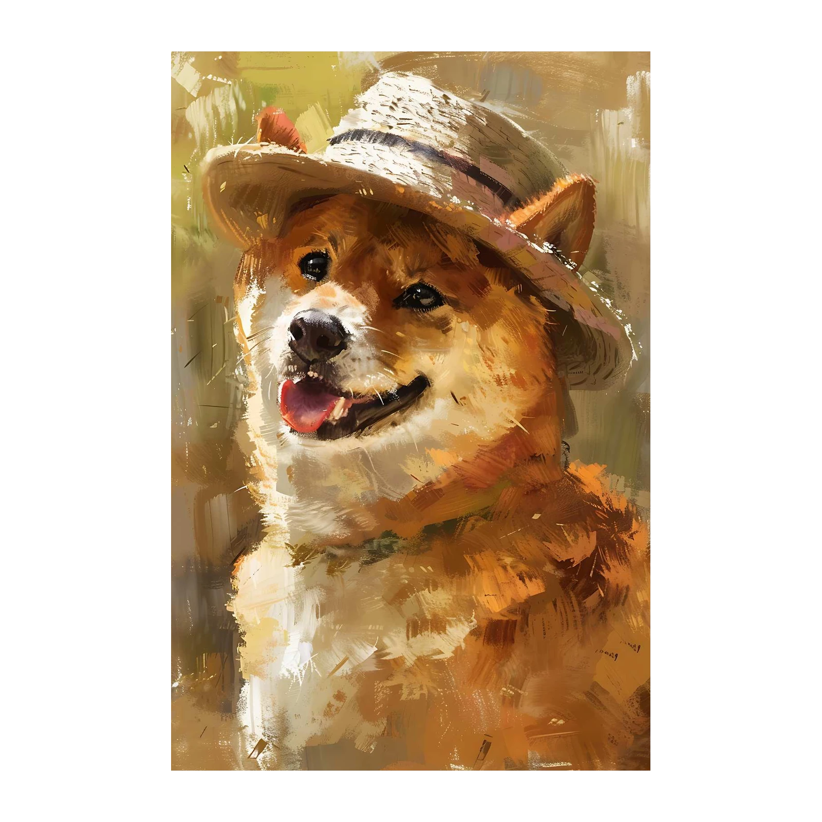 Charming Shiba Inu with Hat Wall Art