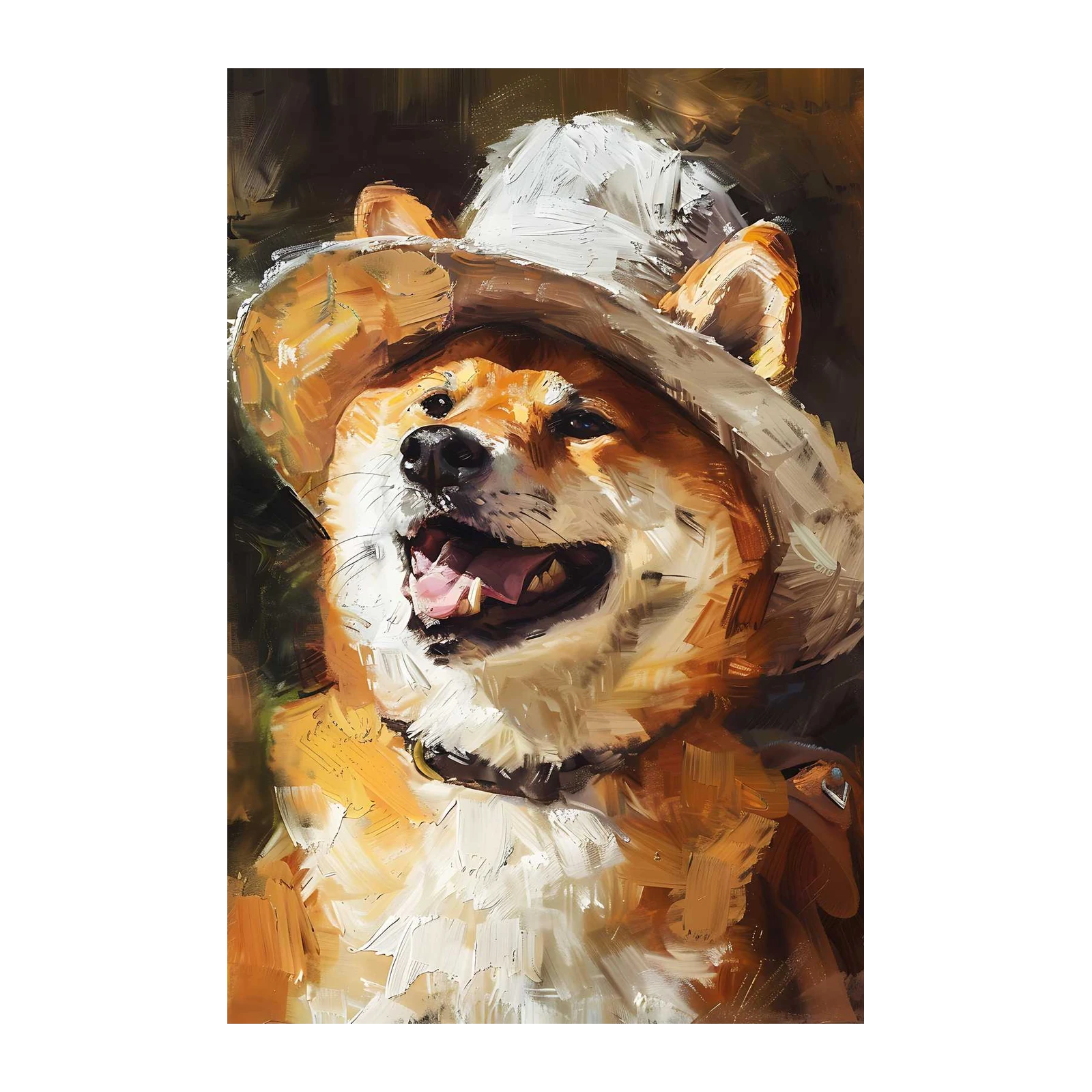 Joyful Shiba Inu Adventure Hat Wall Art