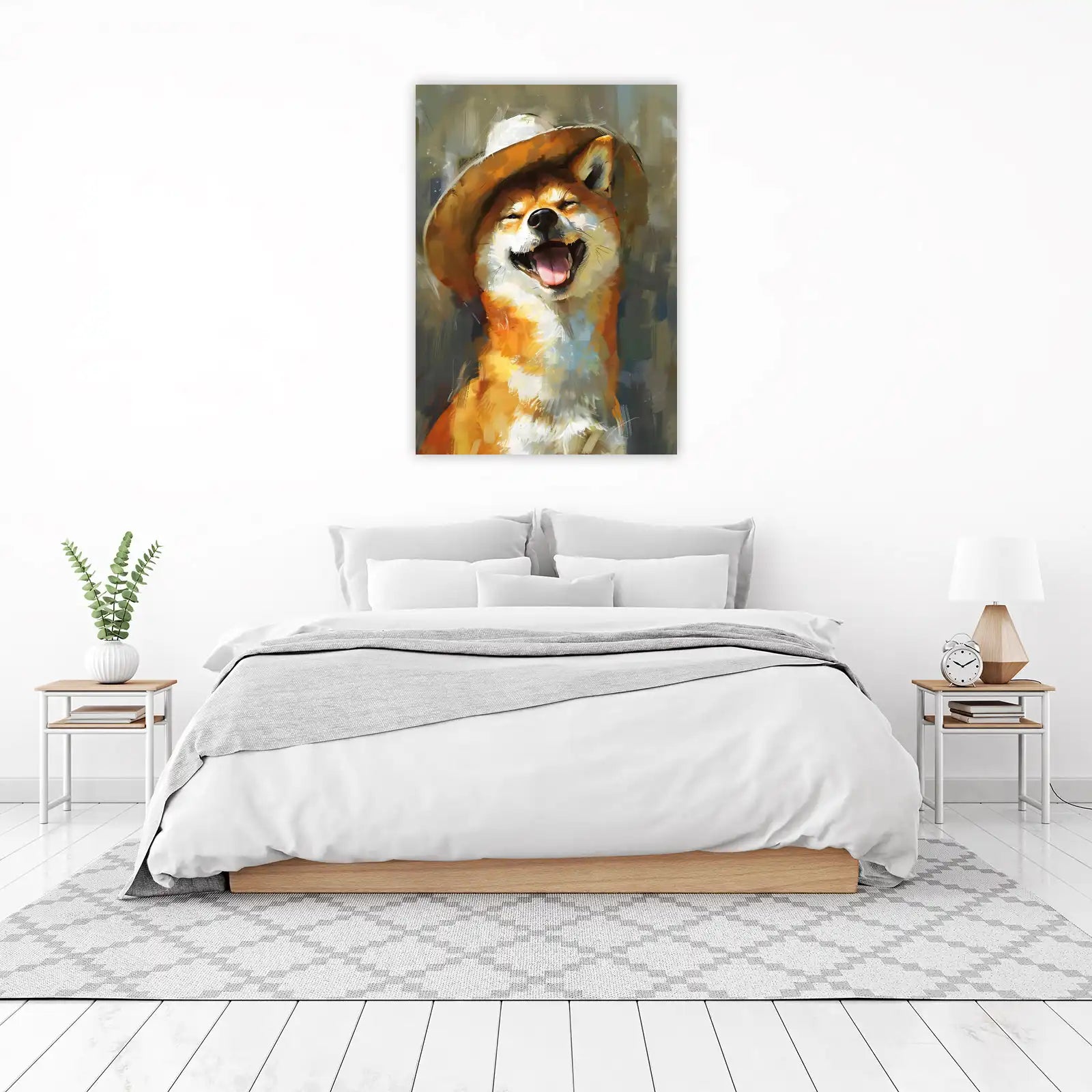 Joyful Shiba Inu Cowboy Hat Wall Art