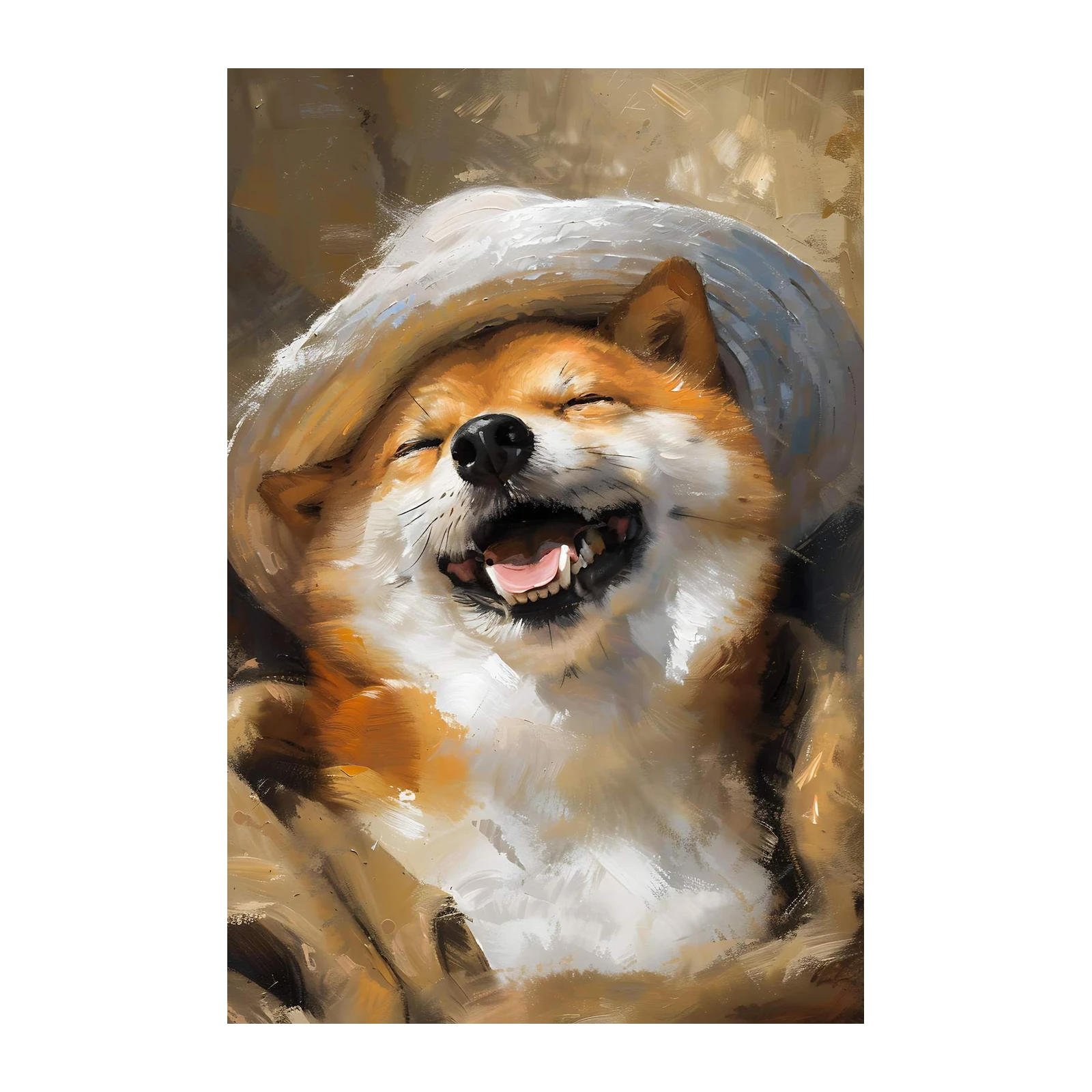 Joyful Shiba Inu with Hat Wall Art