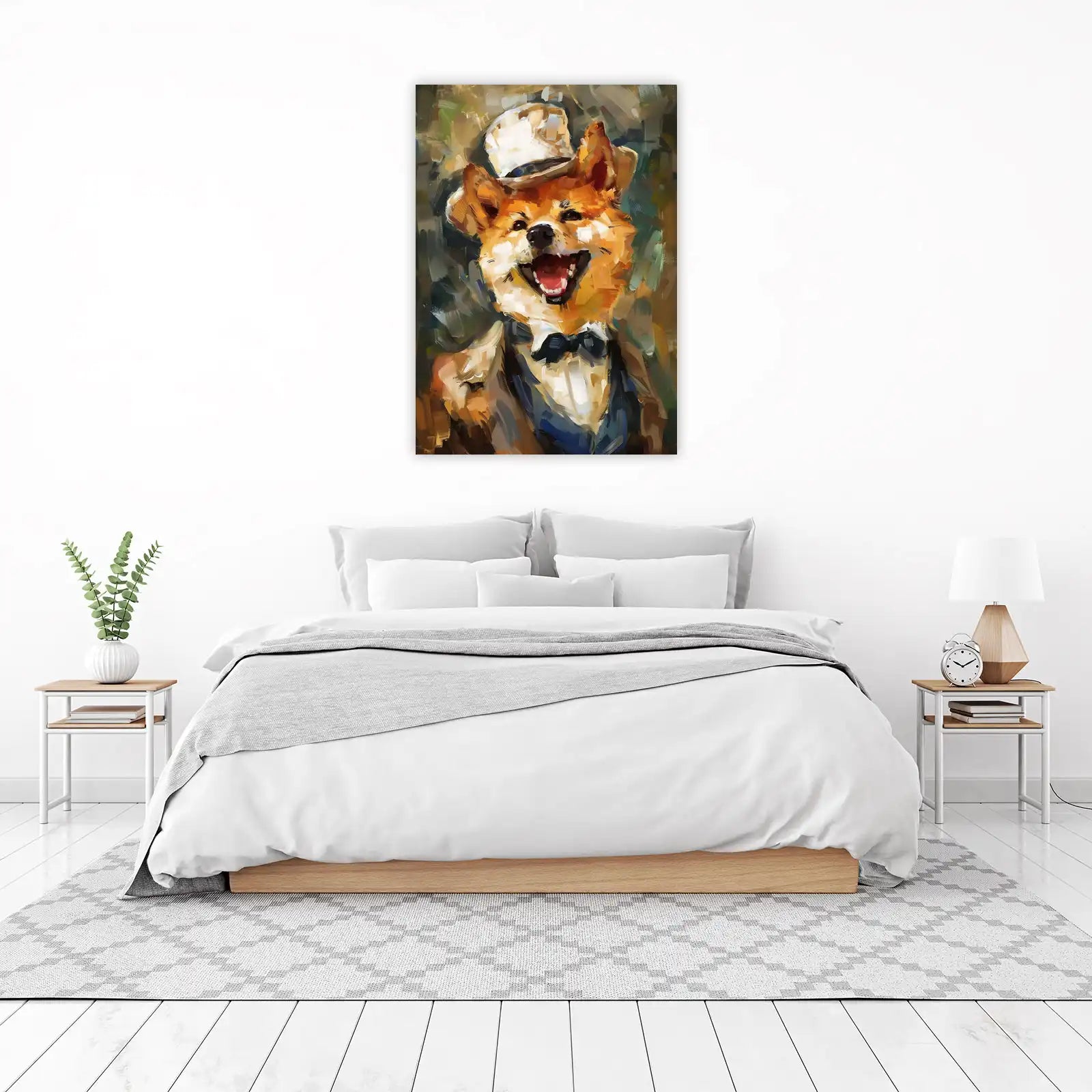 Happy Shiba Inu in Top Hat Wall Art