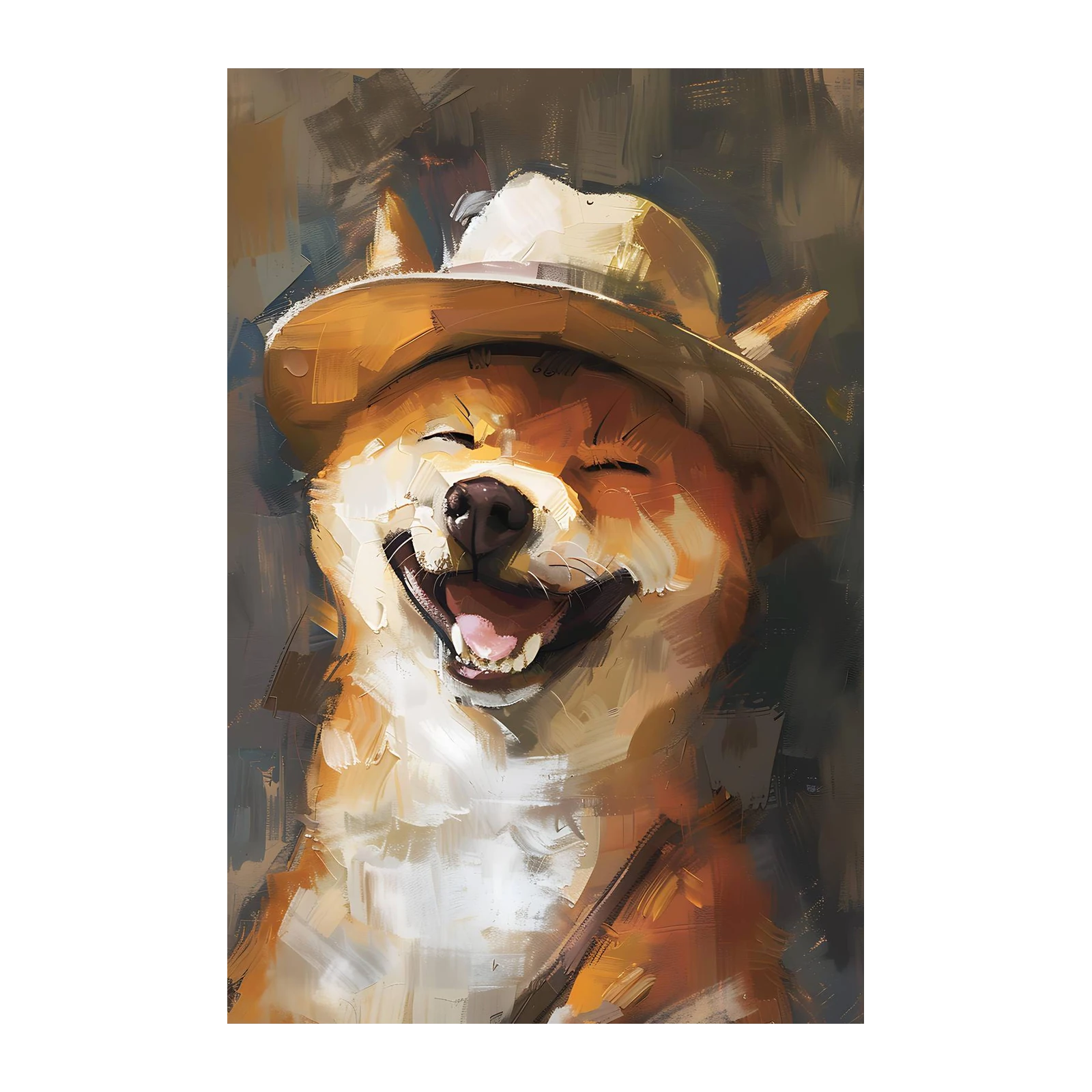 Joyful Shiba Inu in Hat Wall Art