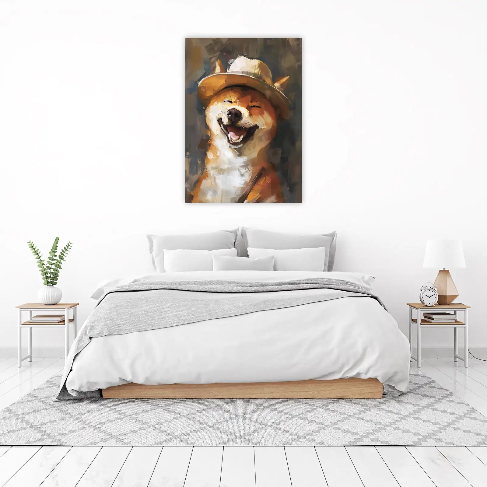 Joyful Shiba Inu in Hat Wall Art