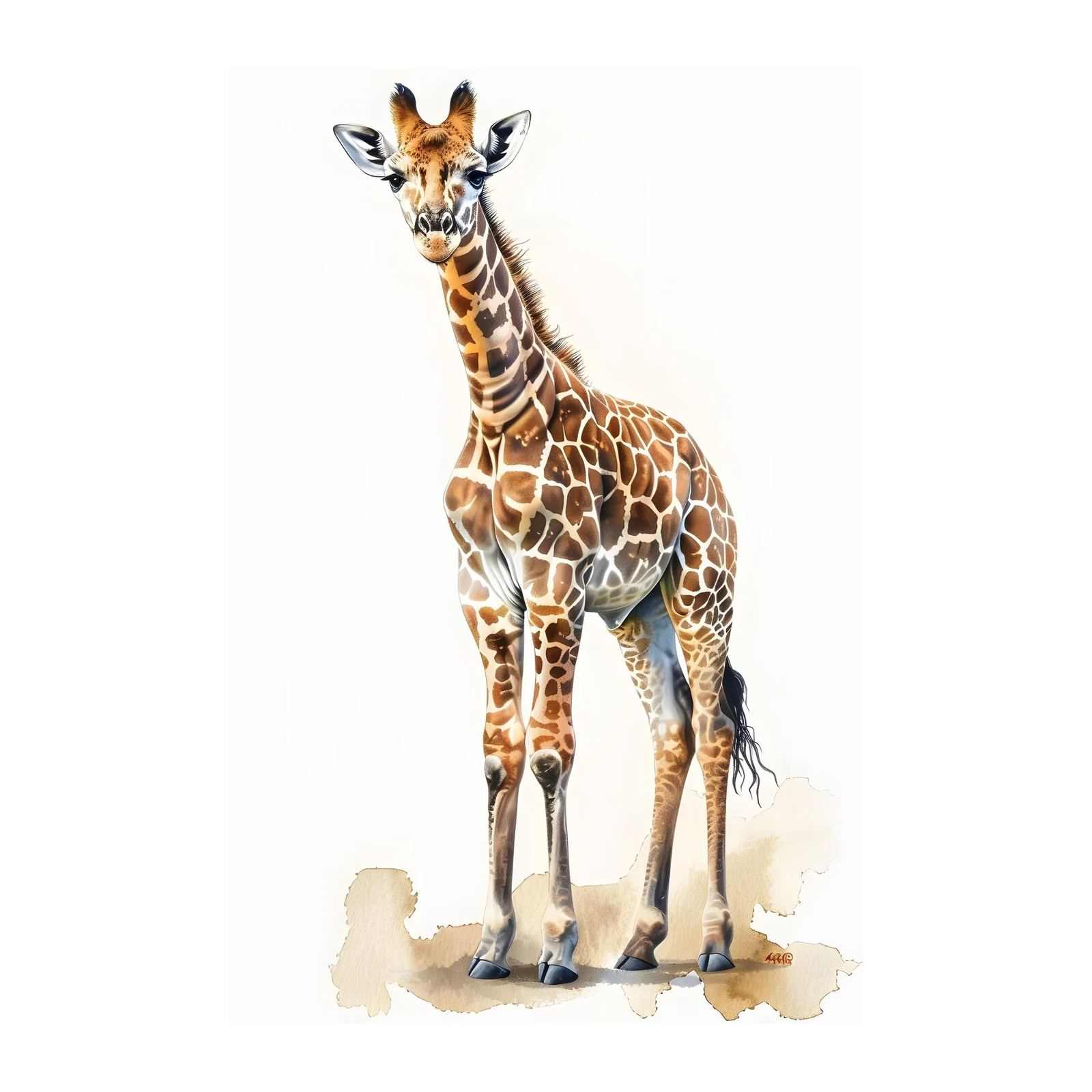 Majestic Baby Giraffe Watercolor Wall Art