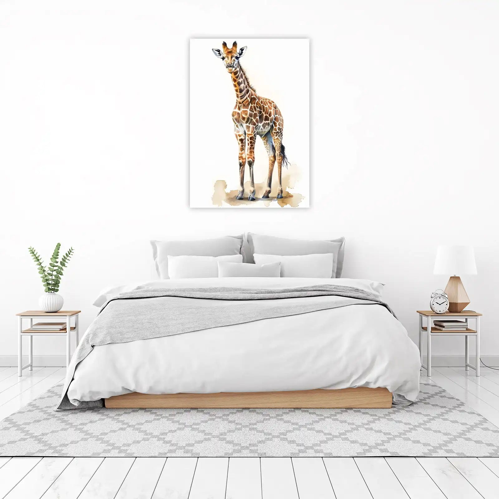 Majestic Baby Giraffe Watercolor Wall Art