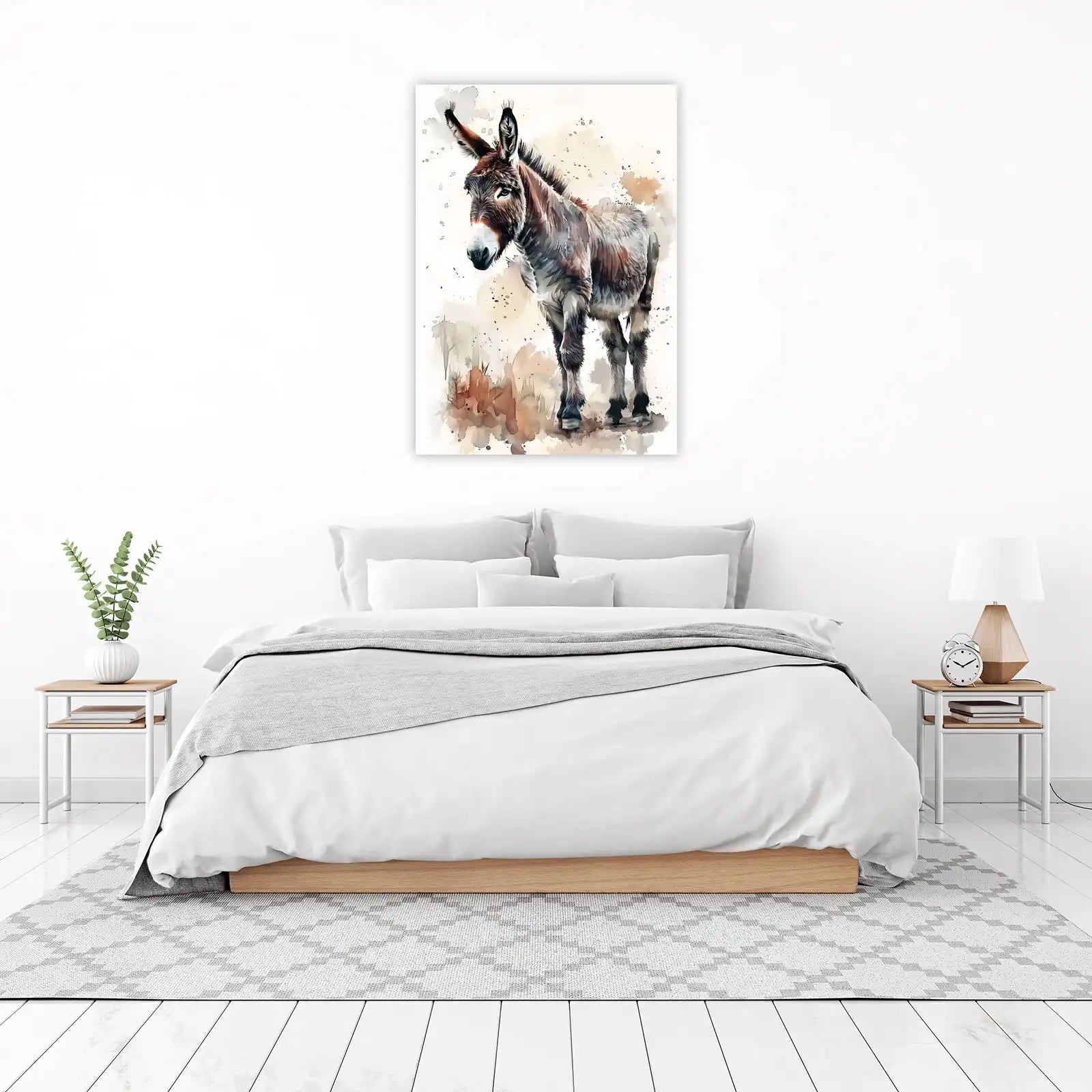Charming Donkey Watercolor Wall Art