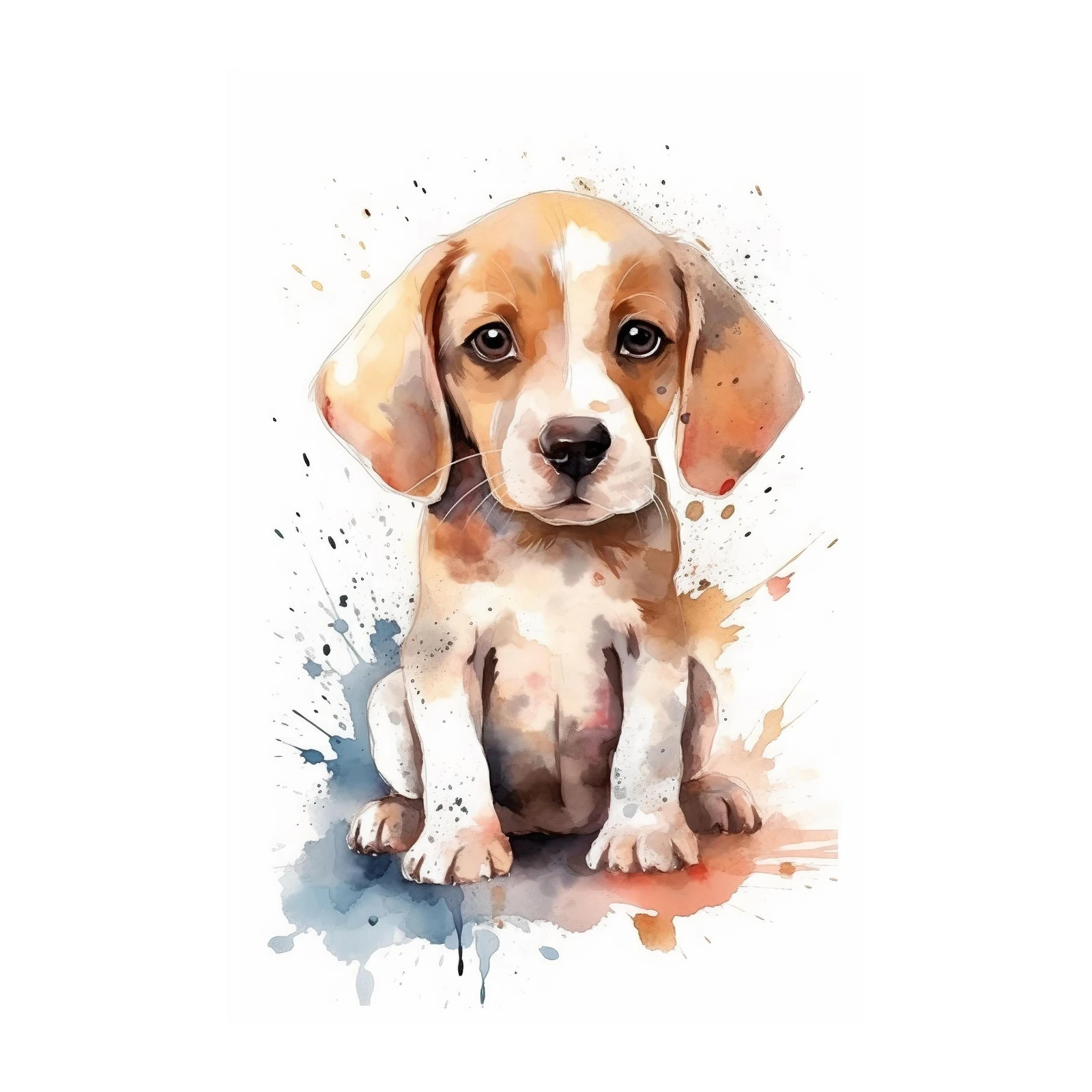 Adorable Beagle Puppy Watercolor Wall Art