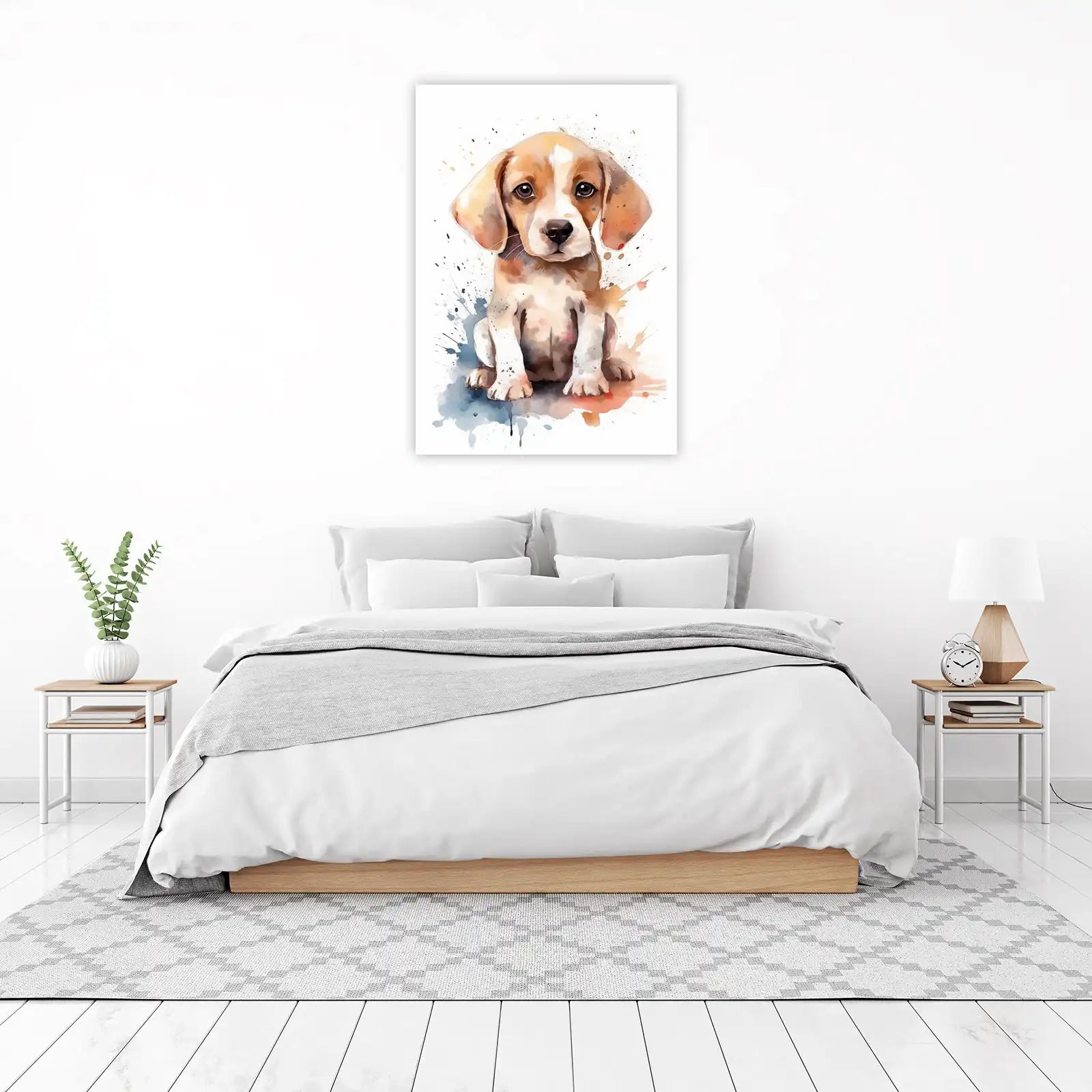 Adorable Beagle Puppy Watercolor Wall Art