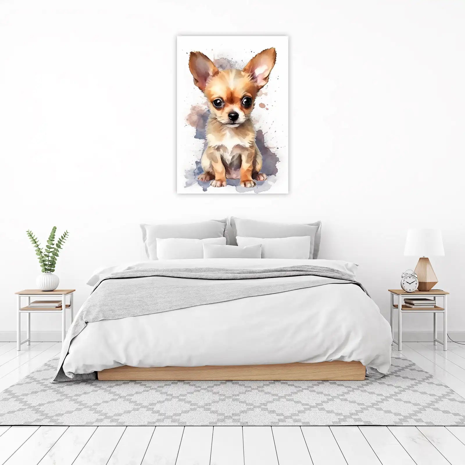 Adorable Chihuahua Puppy Watercolor Wall Art