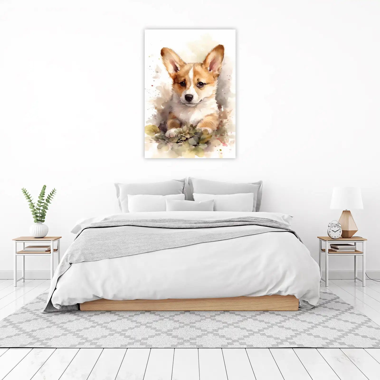 Adorable Corgi Puppy Watercolor Wall Art