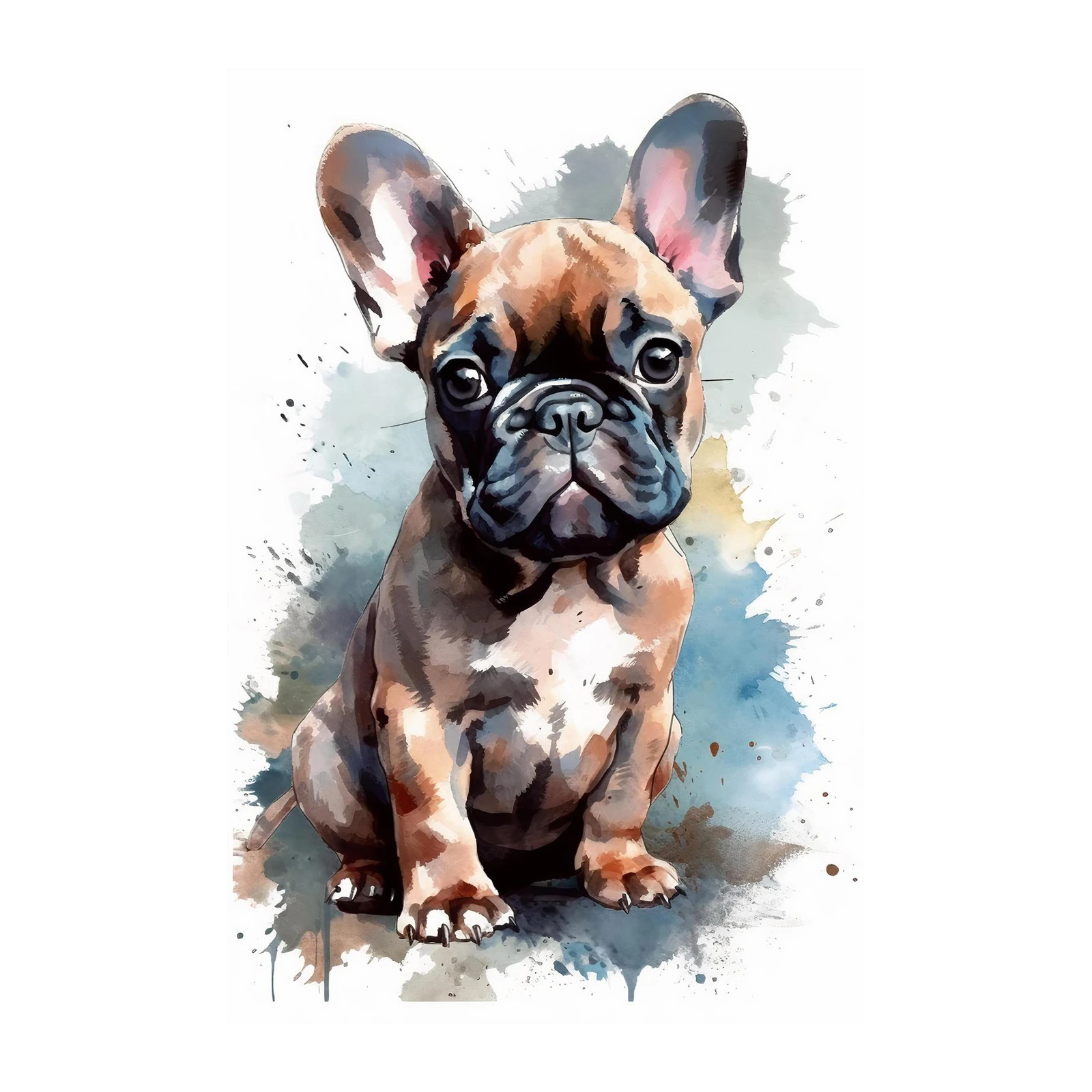 Adorable French Bulldog Watercolor Wall Art