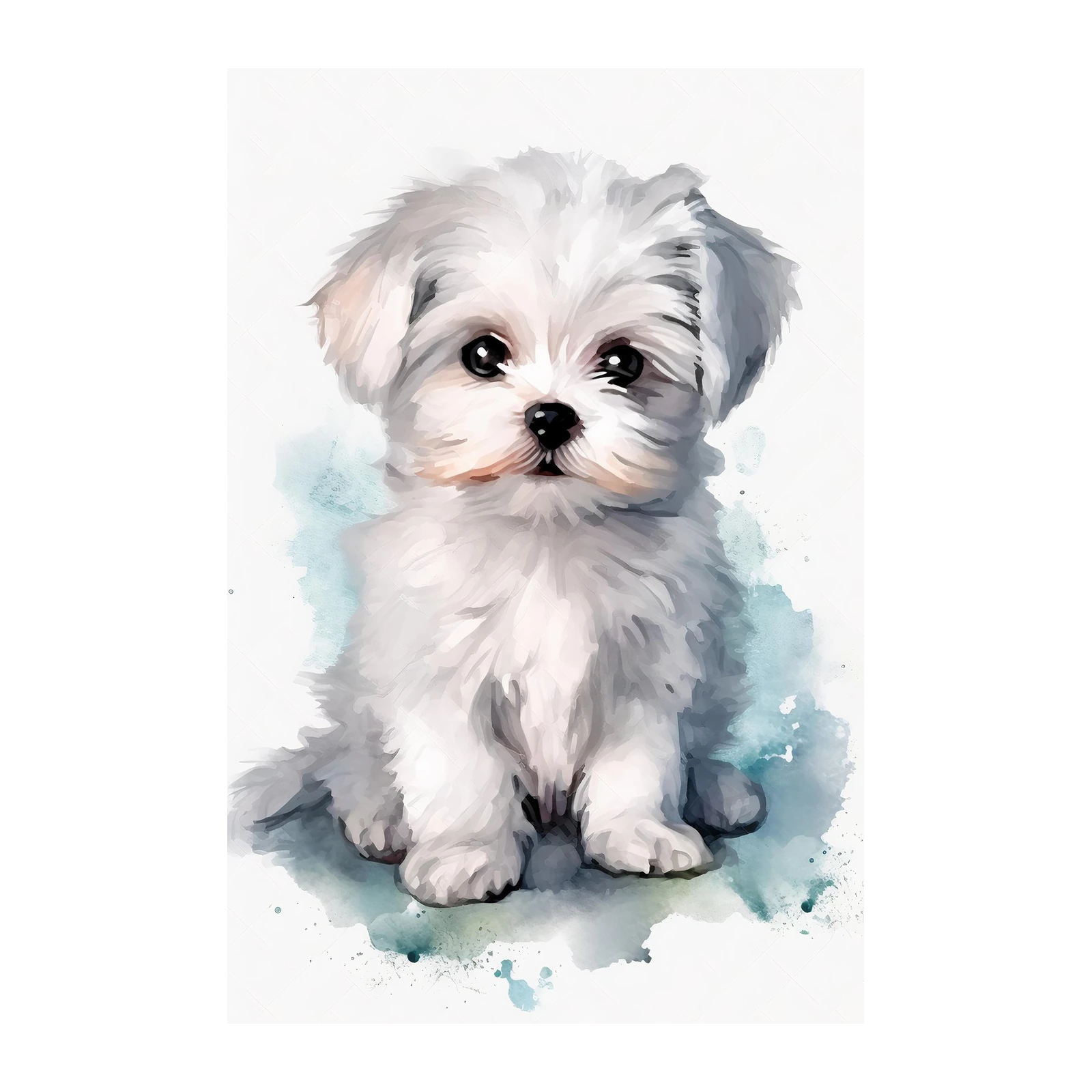 Adorable Maltese Puppy Watercolor Wall Art