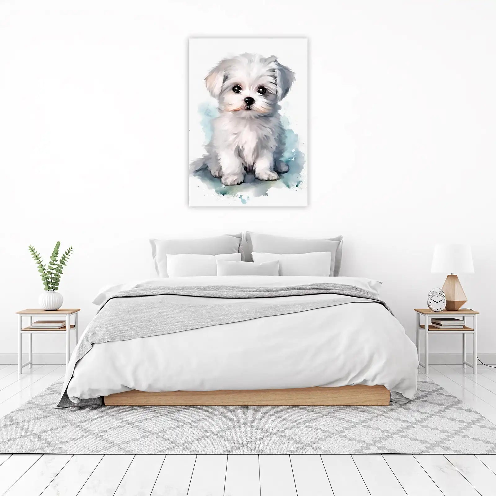 Adorable Maltese Puppy Watercolor Wall Art